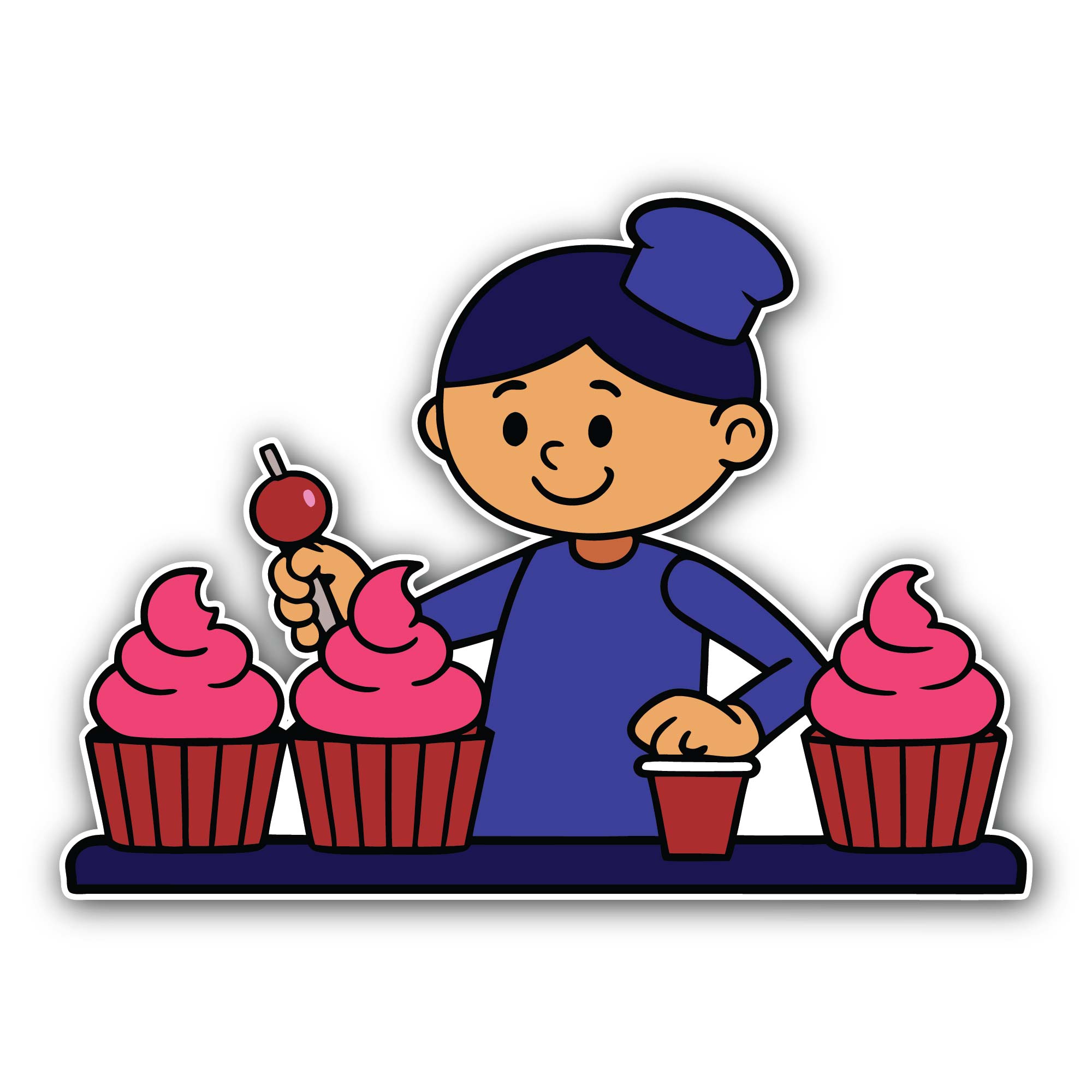Cupcake Decorator Sticker, Waterproof Vinyl Decal Sticker Indoor Or Outdoor 2 (Pieces) 3" and 5"