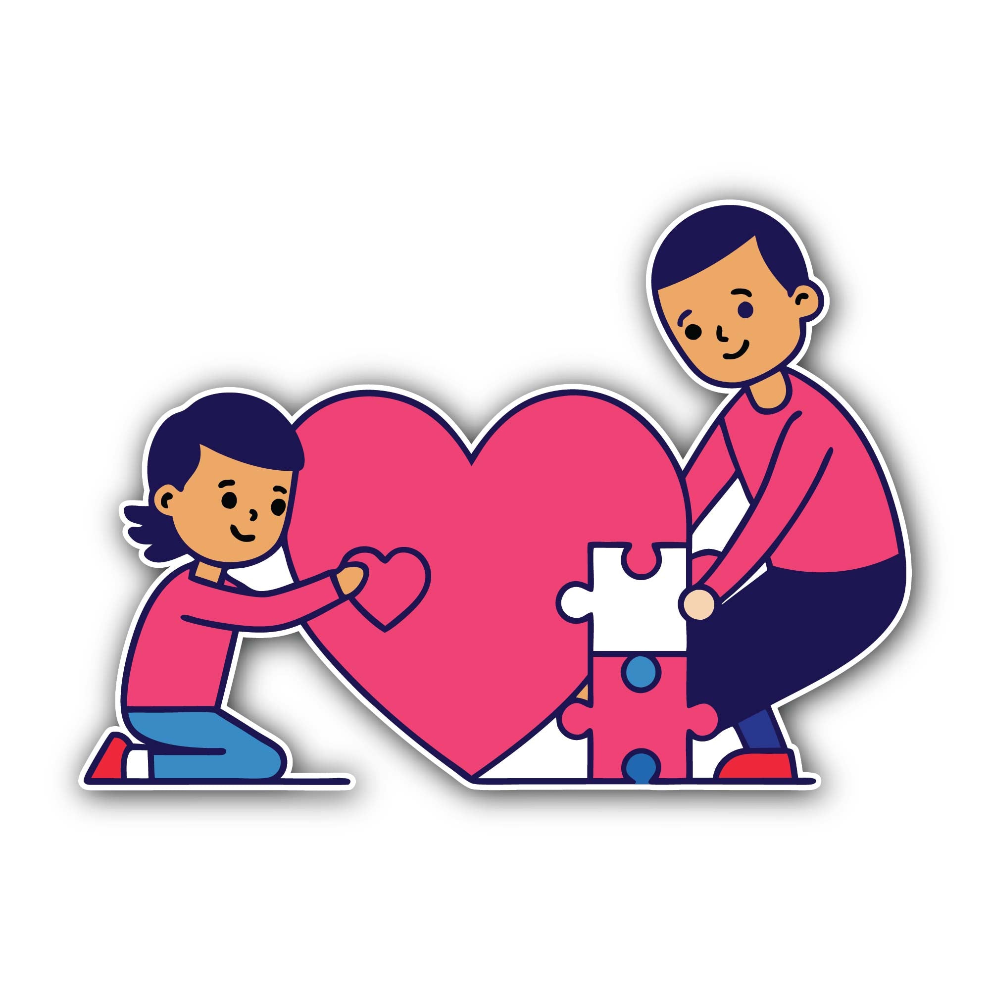 Family Heart Sticker, Waterproof Vinyl Decal Sticker Indoor Or Outdoor 2 (Pieces) 3" and 5"