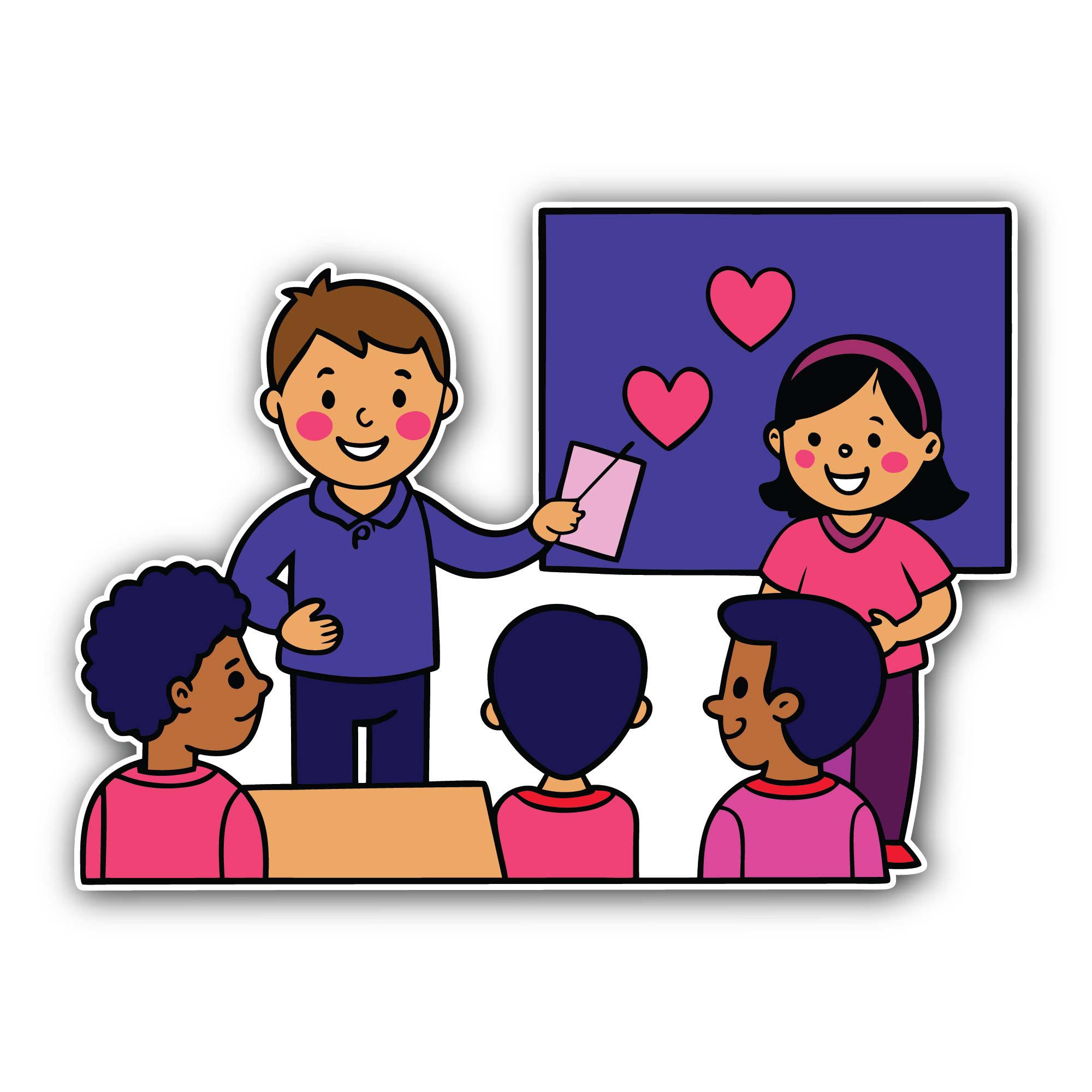 Classroom Scene Sticker, Waterproof Vinyl Decal Sticker Indoor Or Outdoor 2 (Pieces) 3" and 5"