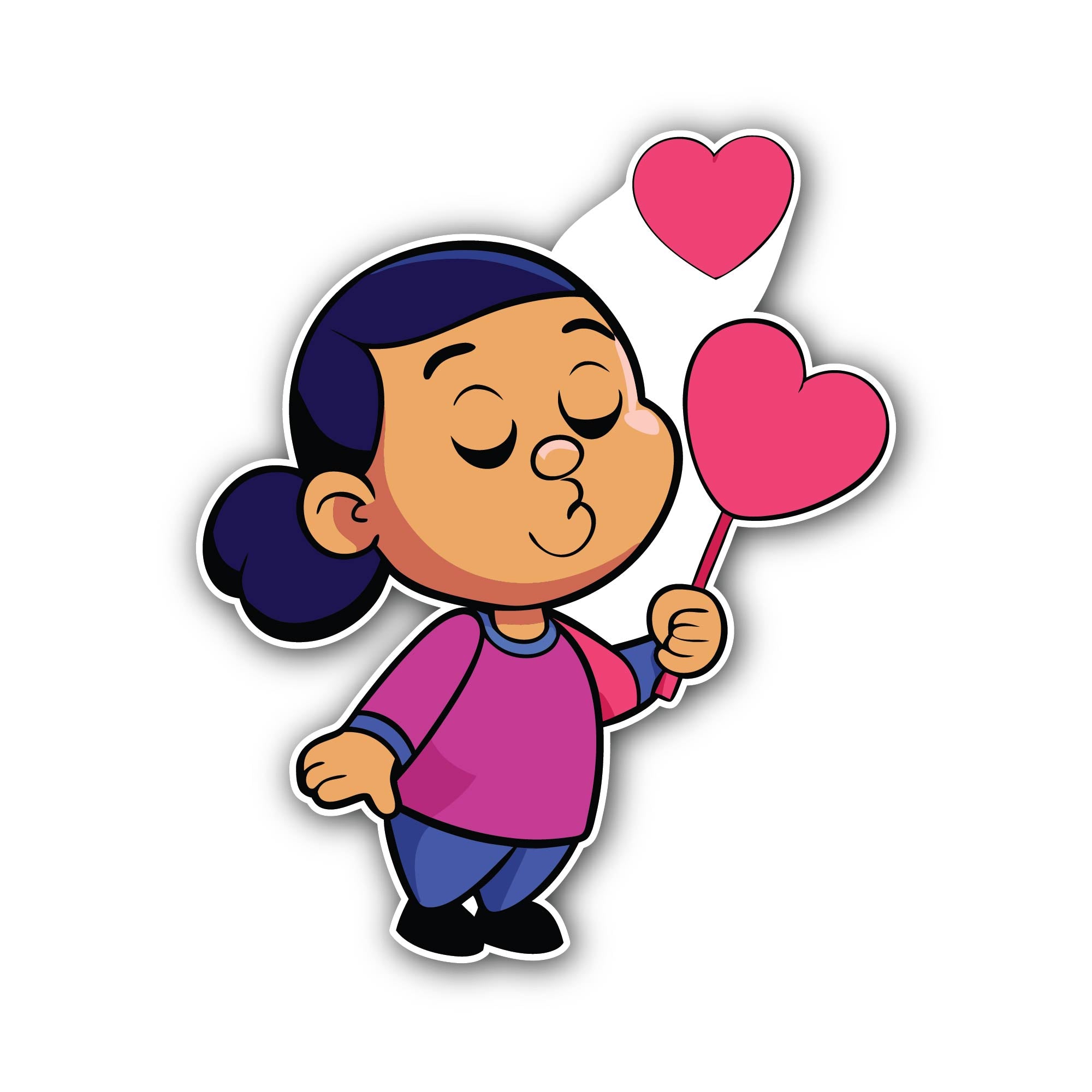 Heartfelt Kiss Sticker, Waterproof Vinyl Decal Sticker Indoor Or Outdoor 2 (Pieces) 3" and 5"
