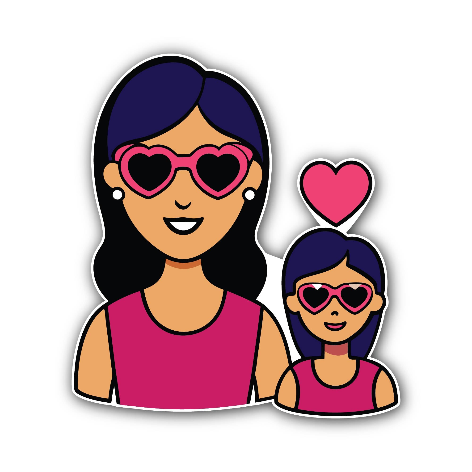 Mother and Daughter Love Sticker, Waterproof Vinyl Decal Sticker Indoor Or Outdoor 2 (Pieces) 3" and 5"