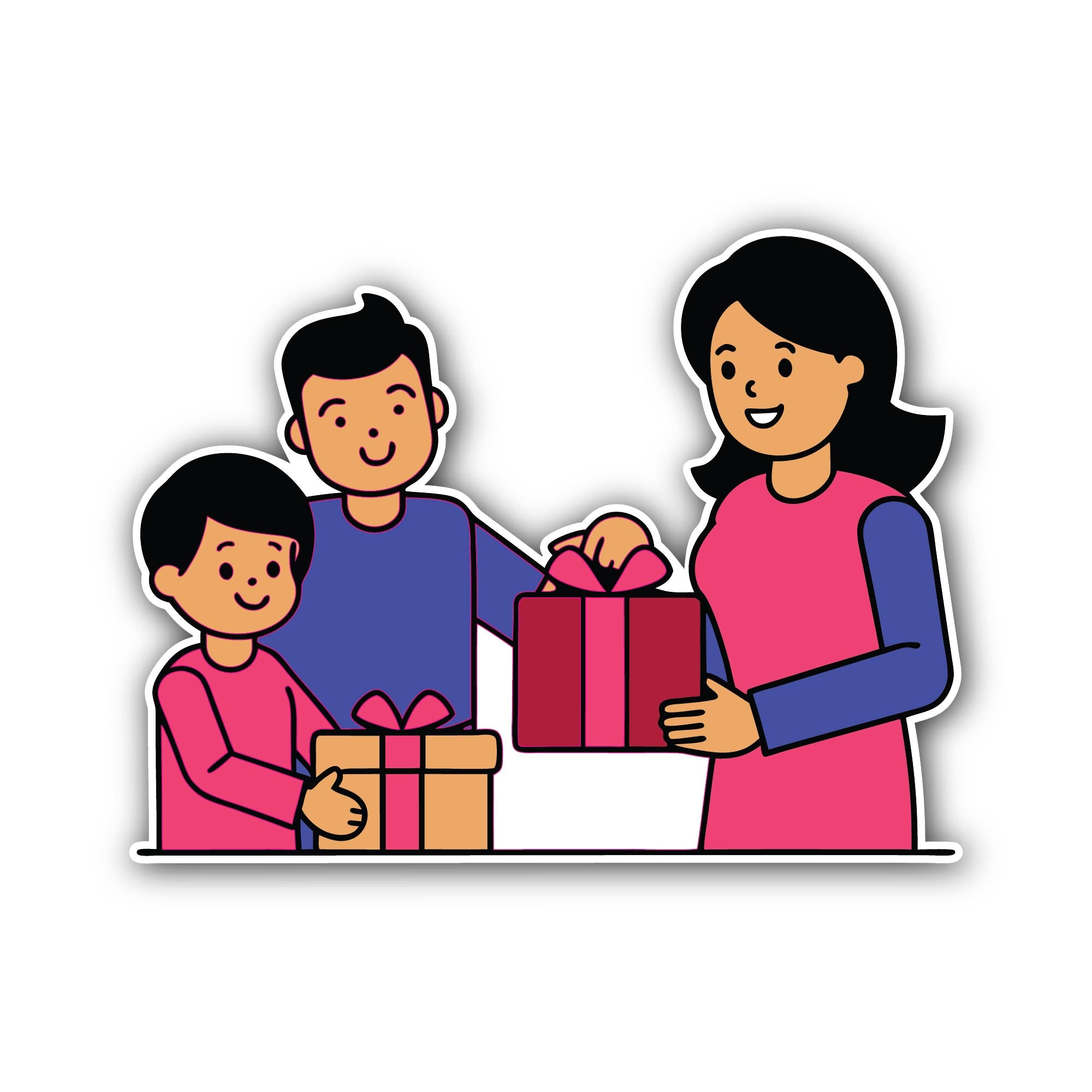 Family Gift Giving Sticker, Waterproof Vinyl Decal Sticker Indoor Or Outdoor 2 (Pieces) 3" and 5"