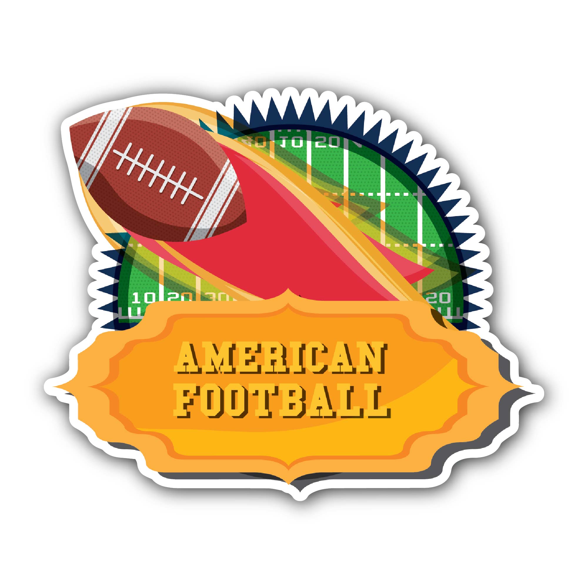 American football Sticker, Waterproof Vinyl Decal Sticker Indoor Or Outdoor 2 (Pieces) 3" and 5"