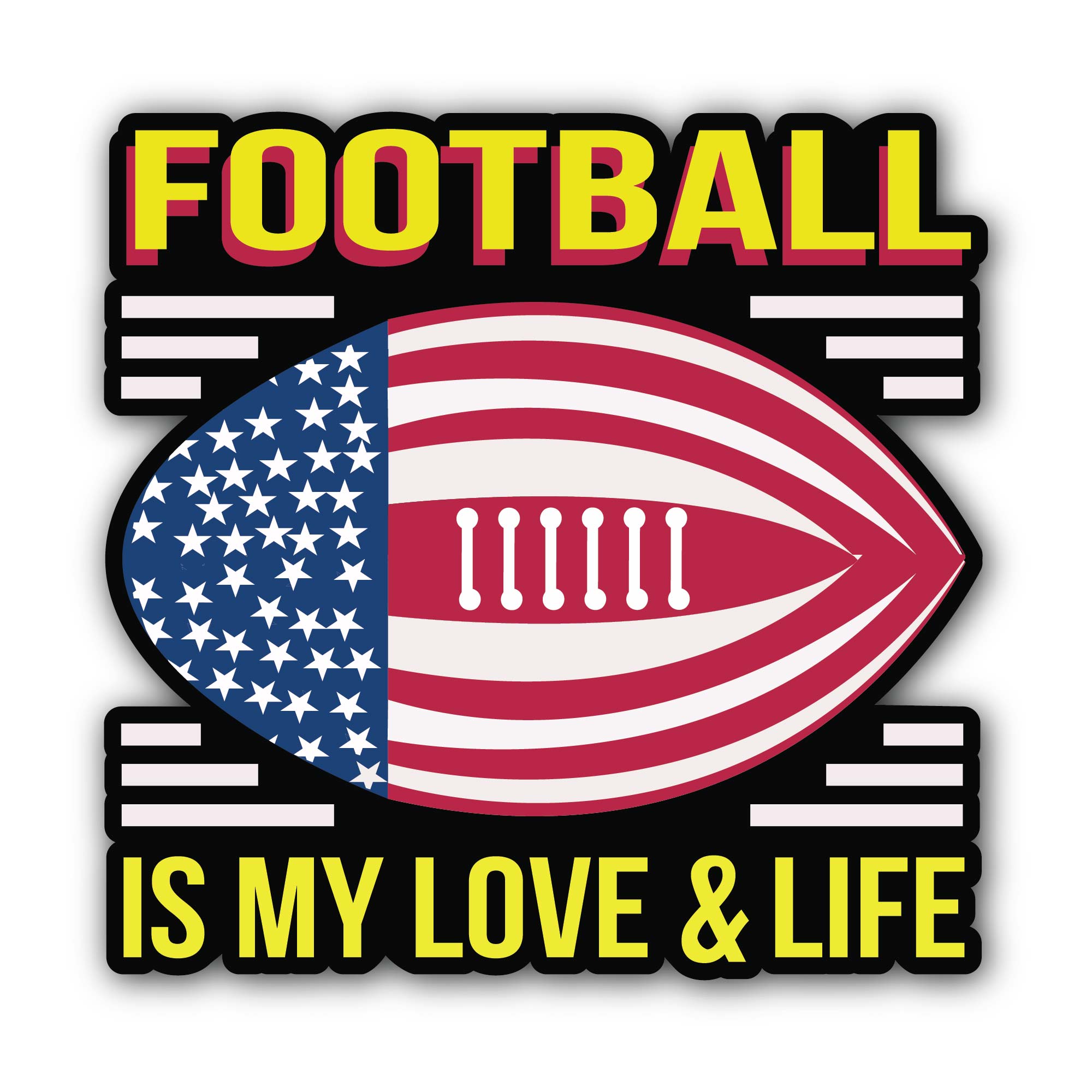 American Football Pride Sticker, Waterproof Vinyl Decal Sticker Indoor Or Outdoor 2 (Pieces) 3" and 5"