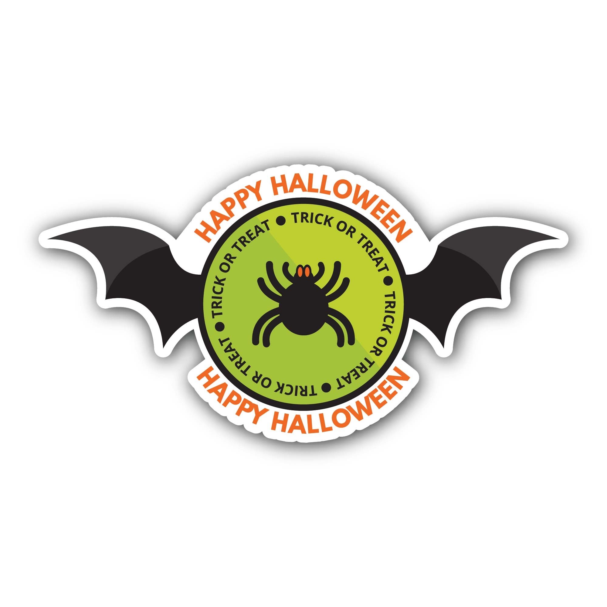 Happy Halloween Spider Sticker, Waterproof Vinyl Decal Sticker Indoor Or Outdoor 2 (Pieces) 3" and 5"
