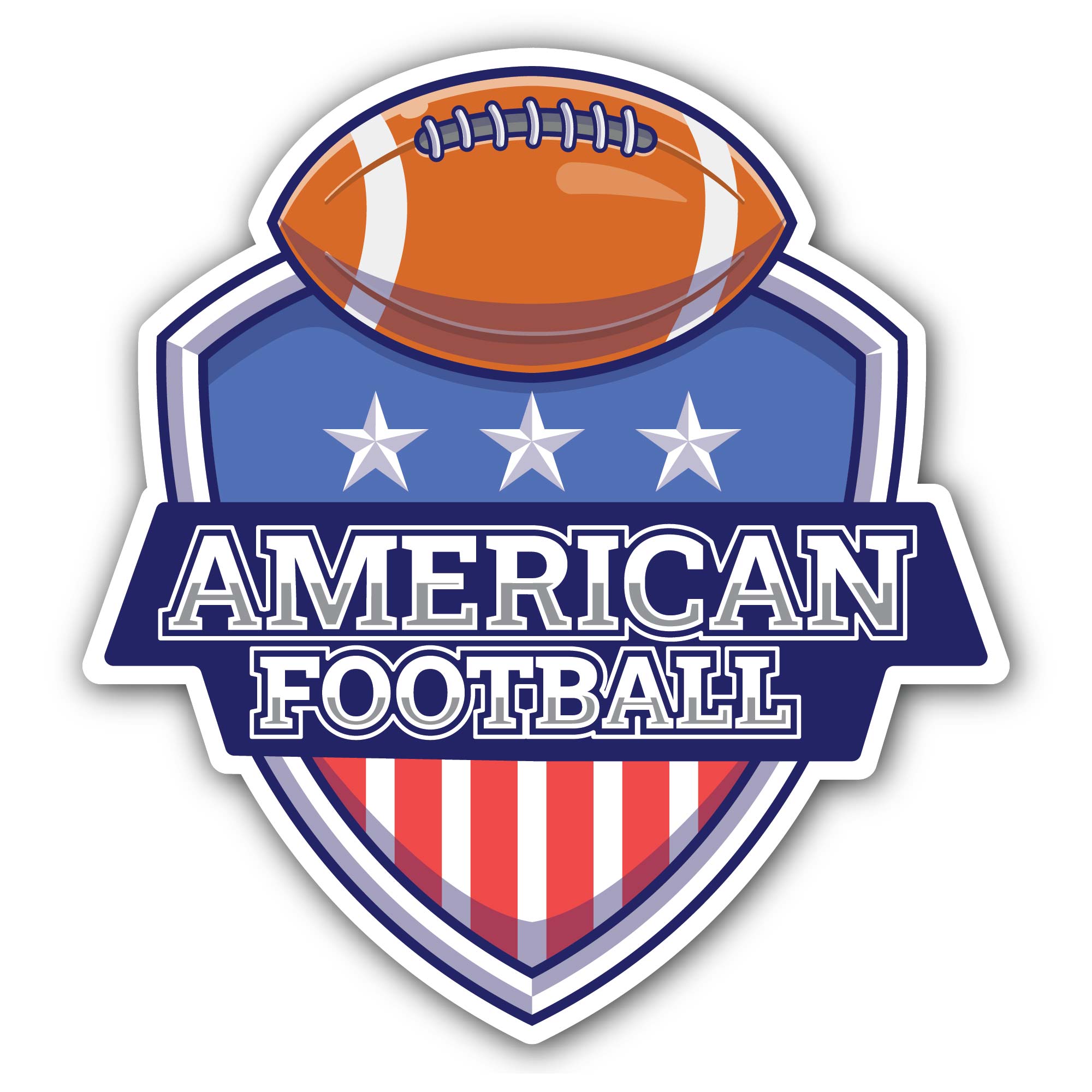 American football logo Sticker, Waterproof Vinyl Decal Sticker Indoor Or Outdoor 2 (Pieces) 3" and 5"