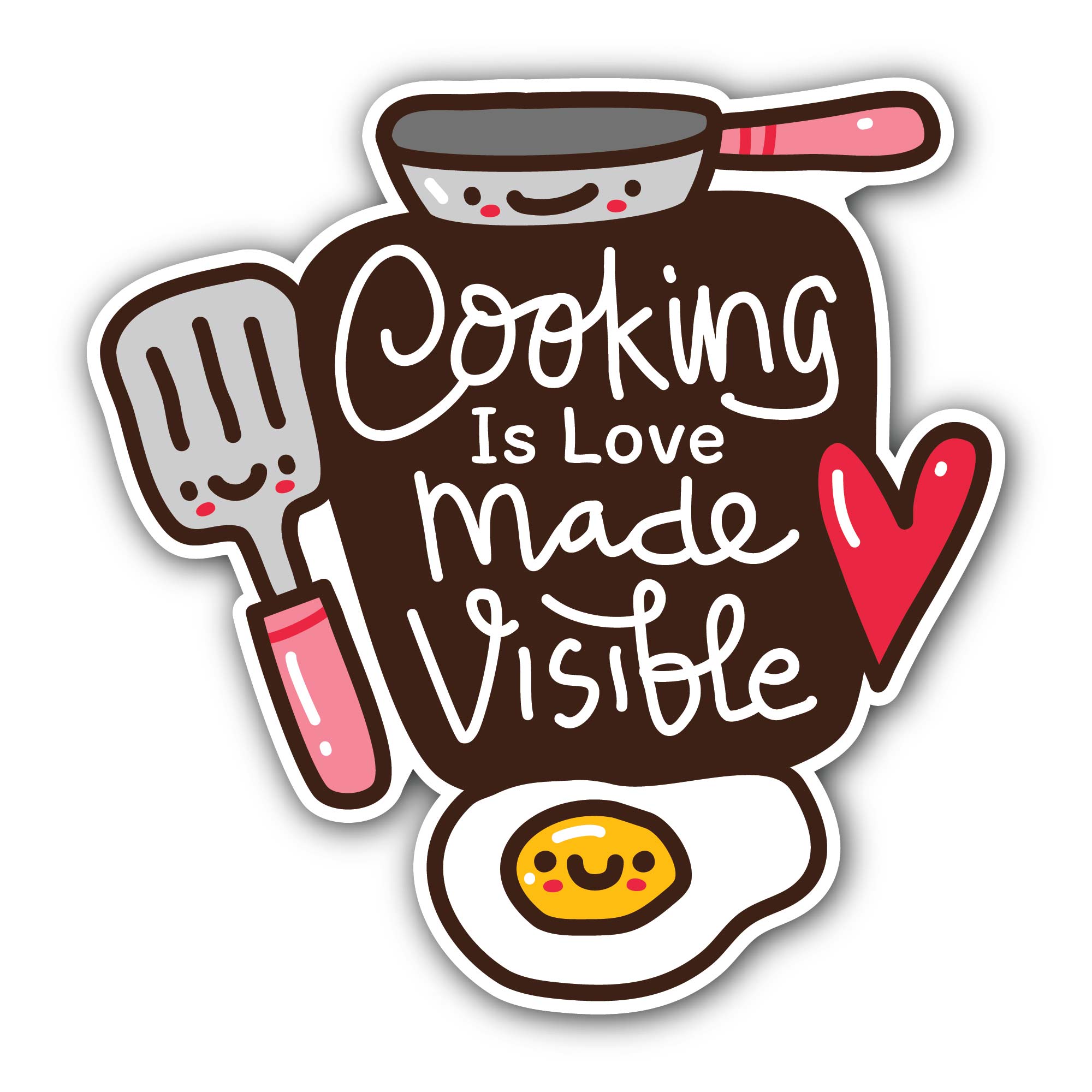 Cooking Is Love Made Visible Chef Quote Sticker, Waterproof Vinyl Decal Sticker Indoor Or Outdoor 2 (Pieces) 3" and 5"