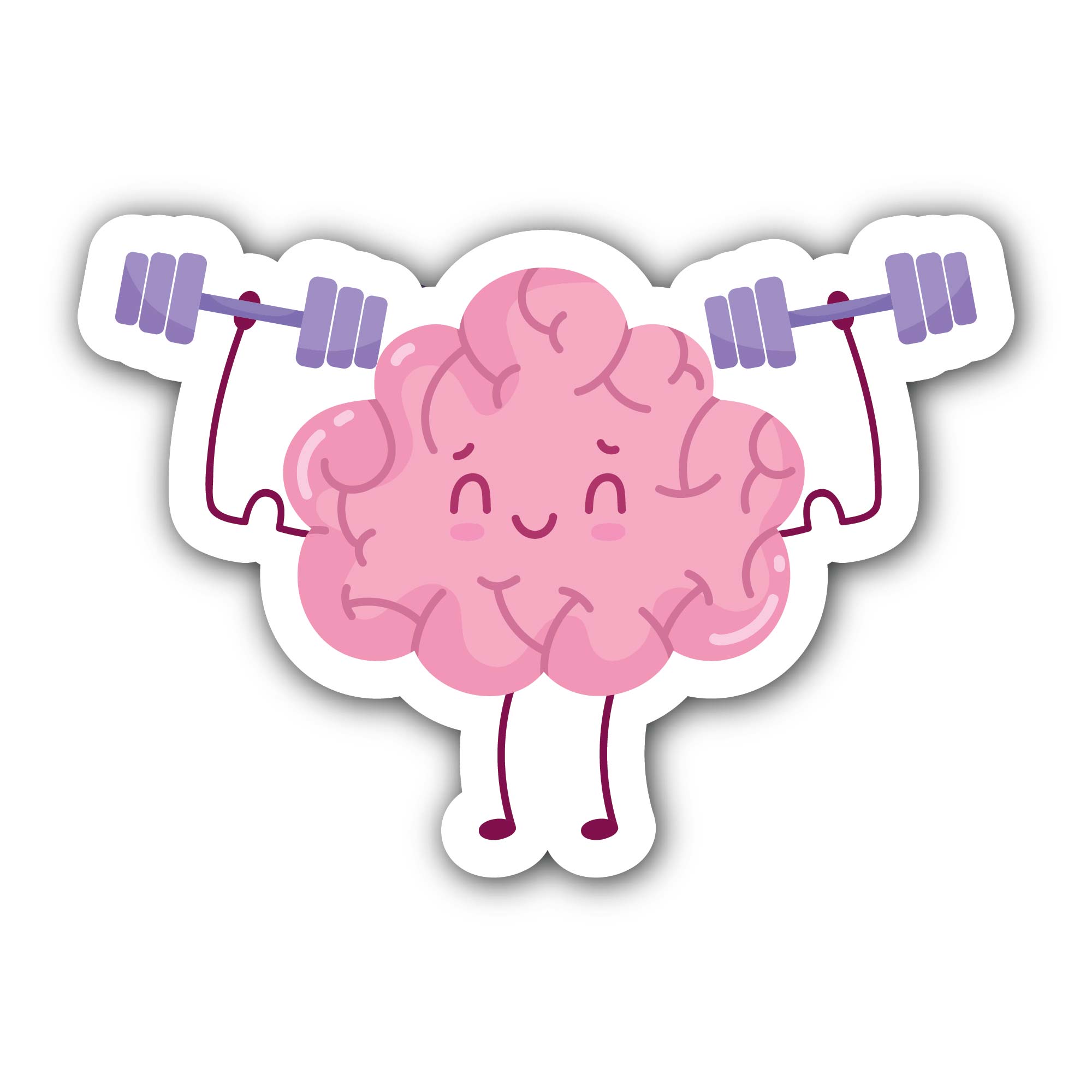 Cute Brain Making Exercise Sticker, Waterproof Vinyl Decal Sticker Indoor Or Outdoor 2 (Pieces) 3" and 5"