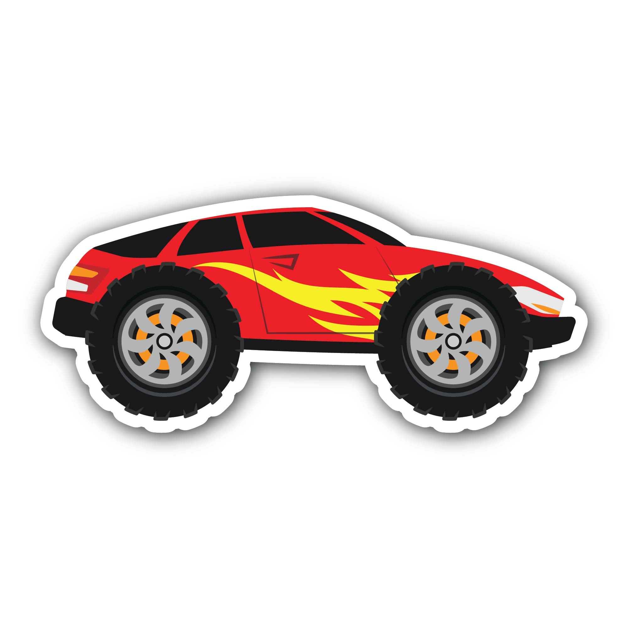 Flame Monster Truck Sticker, Waterproof Vinyl Decal Sticker Indoor Or Outdoor 2 (Pieces) 3" and 5"