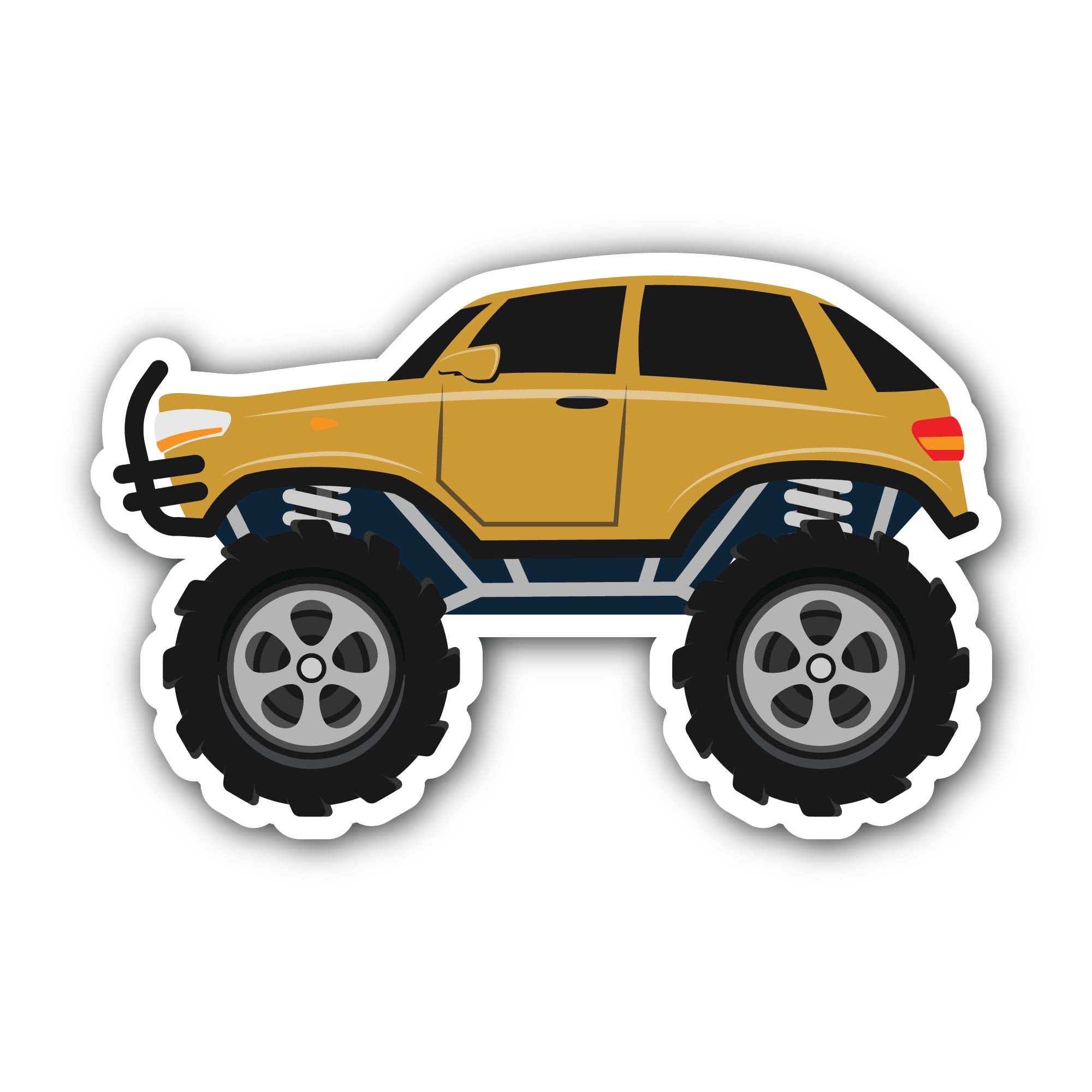 Yellow Monster Truck Sticker, Waterproof Vinyl Decal Sticker Indoor Or Outdoor 2 (Pieces) 3" and 5"