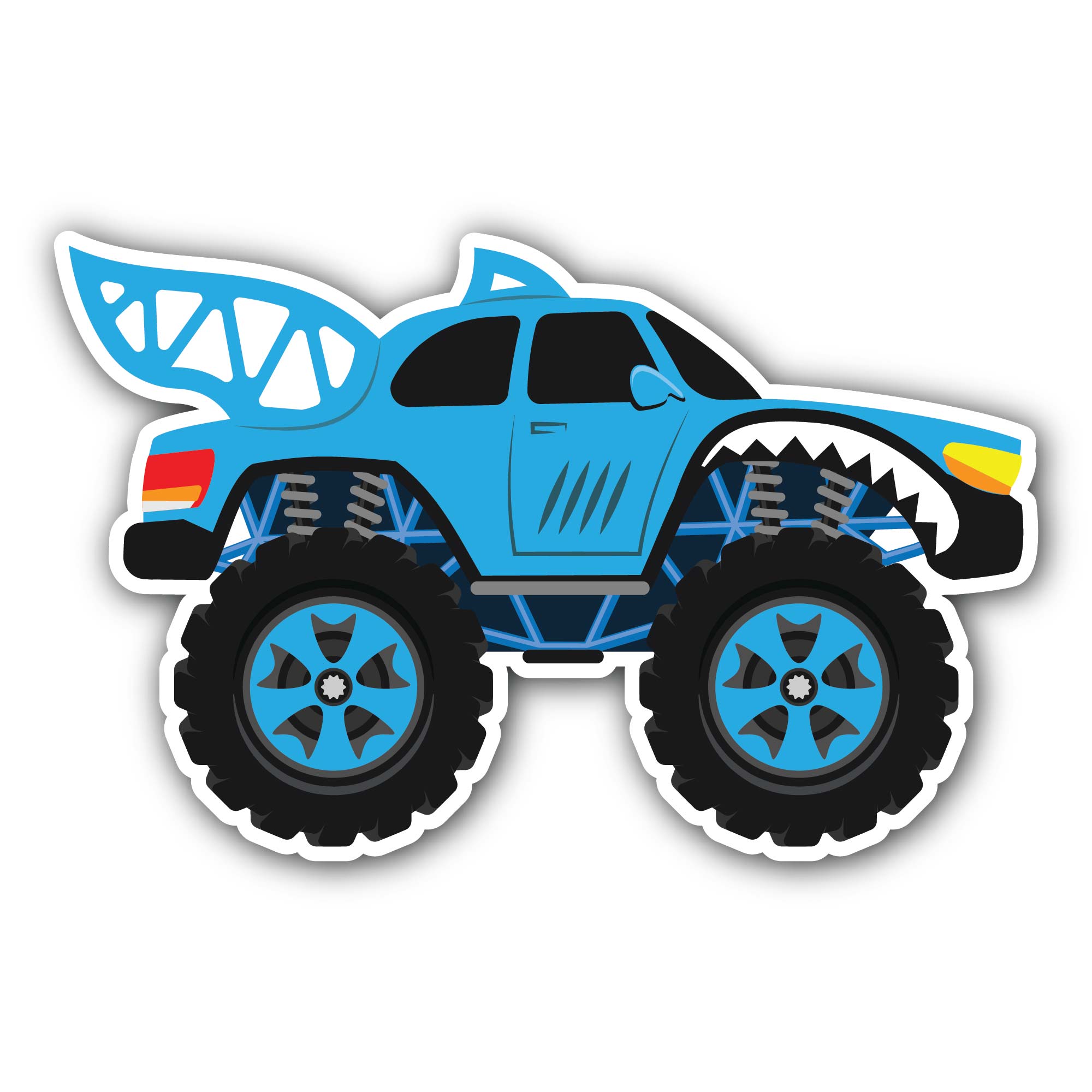Cartoon Blue Monster Truck Sticker, Waterproof Vinyl Decal Sticker Indoor Or Outdoor 2 (Pieces) 3" and 5"