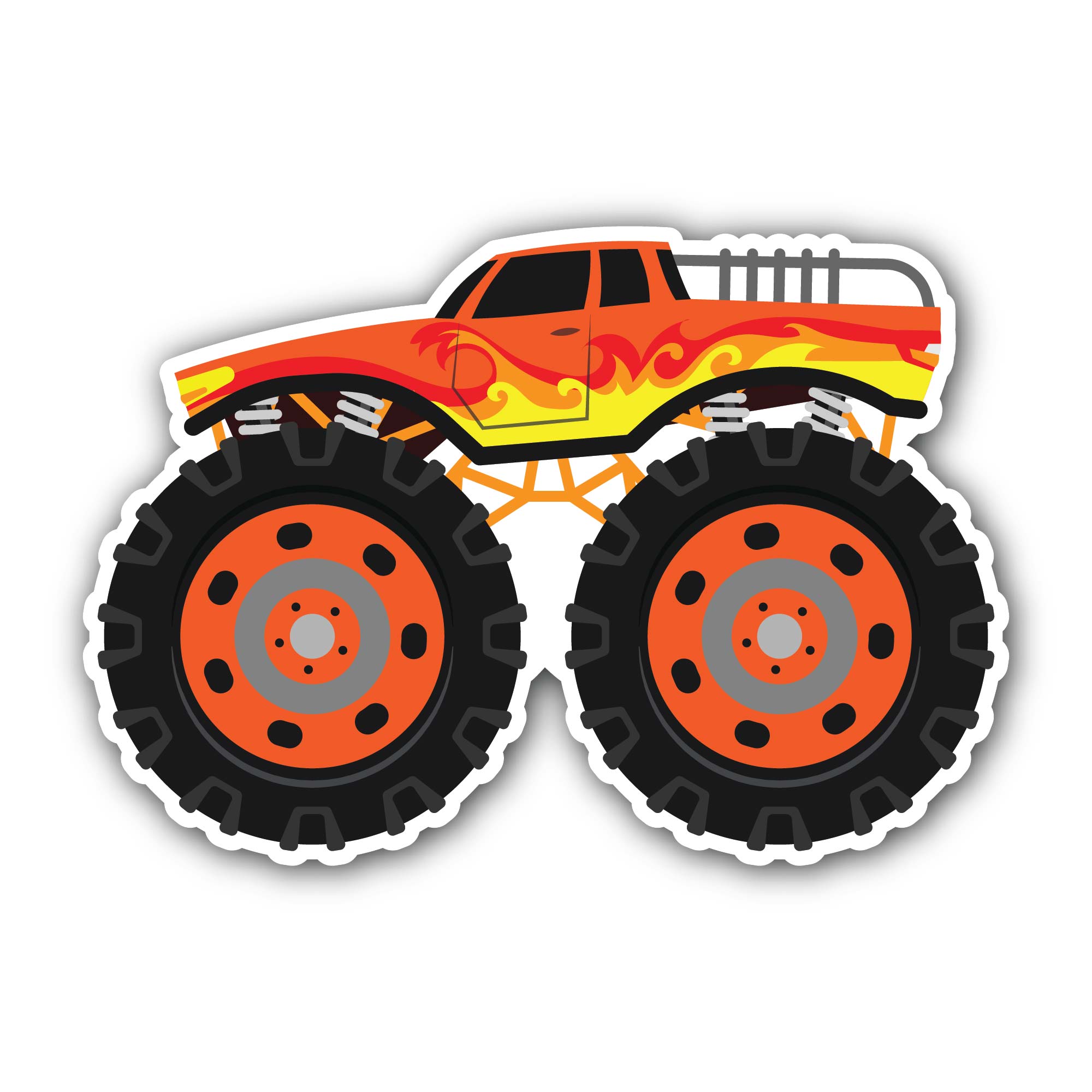 Monster Truck with big wheel Sticker, Waterproof Vinyl Decal Sticker Indoor Or Outdoor 2 (Pieces) 3" and 5"