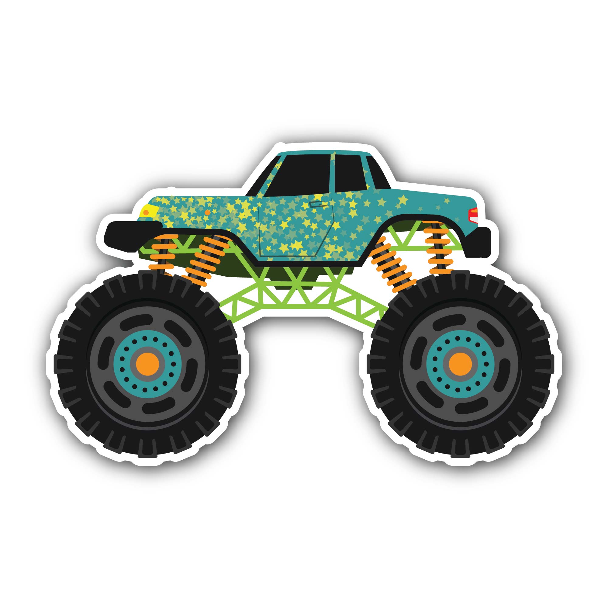Green Super Truck Sticker, Waterproof Vinyl Decal Sticker Indoor Or Outdoor 2 (Pieces) 3" and 5"