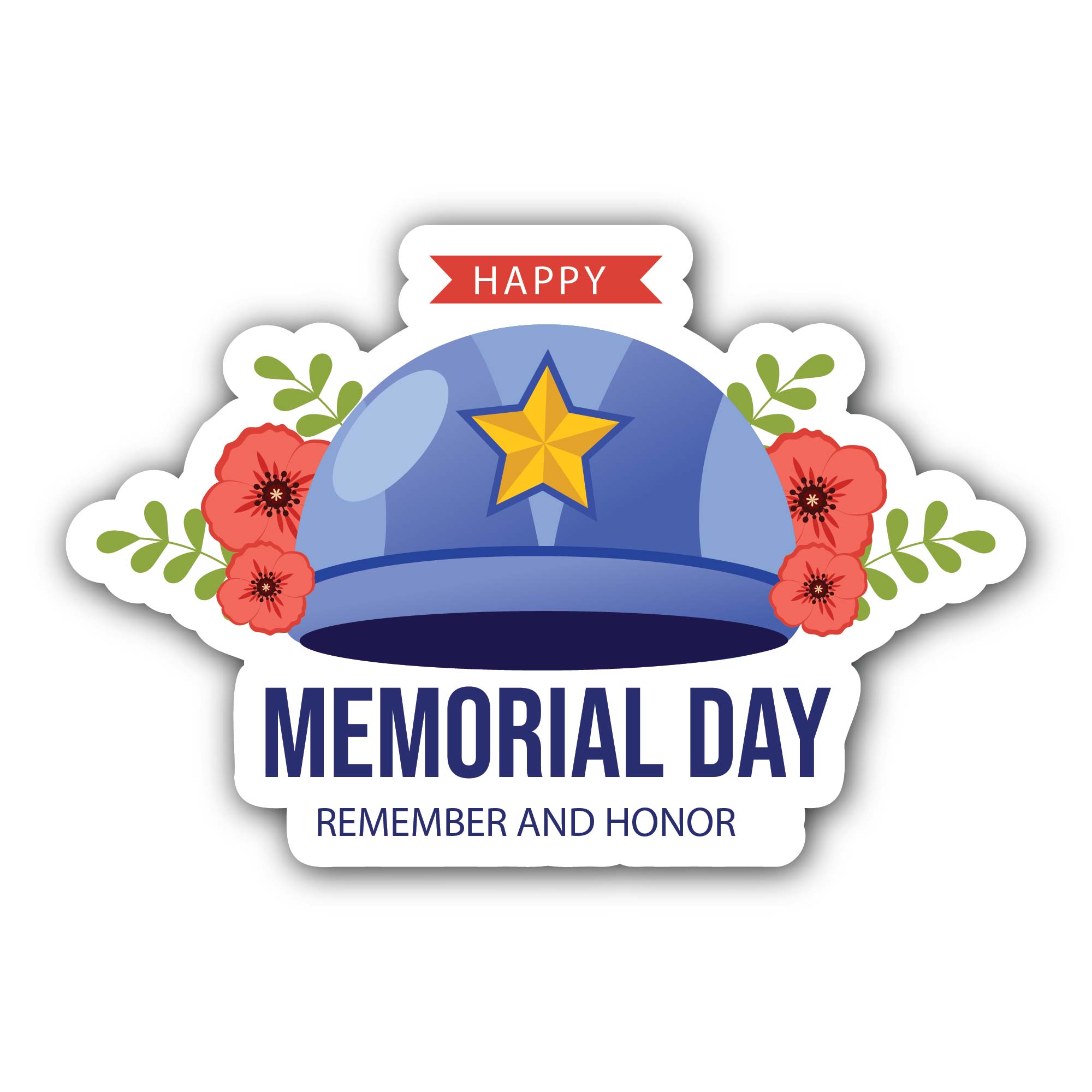 Memorial Day Sticker, Waterproof Vinyl Decal Sticker Indoor Or Outdoor 2 (Pieces) 3" and 5"