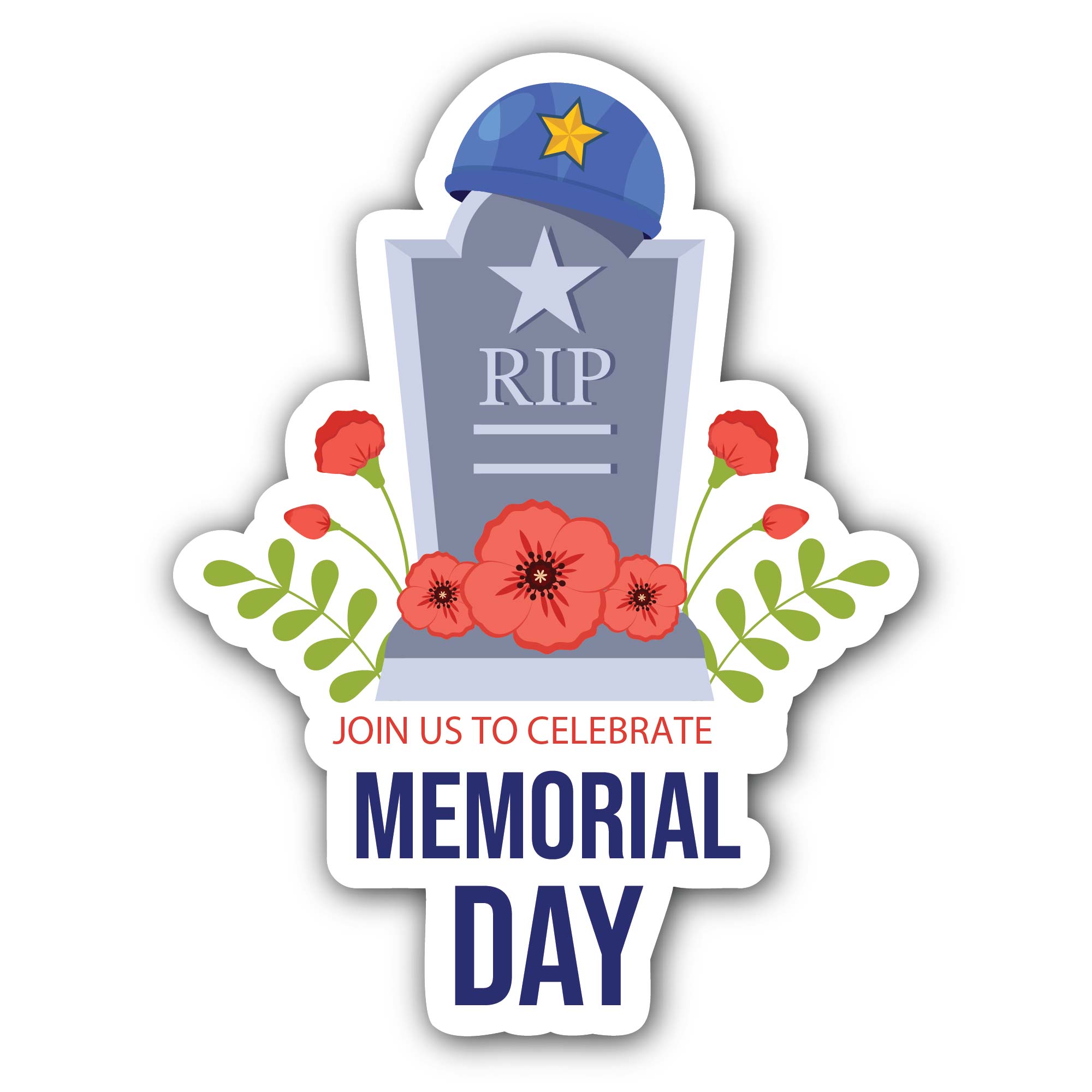 Memorial Day Sticker, Waterproof Vinyl Decal Sticker Indoor Or Outdoor 2 (Pieces) 3" and 5"