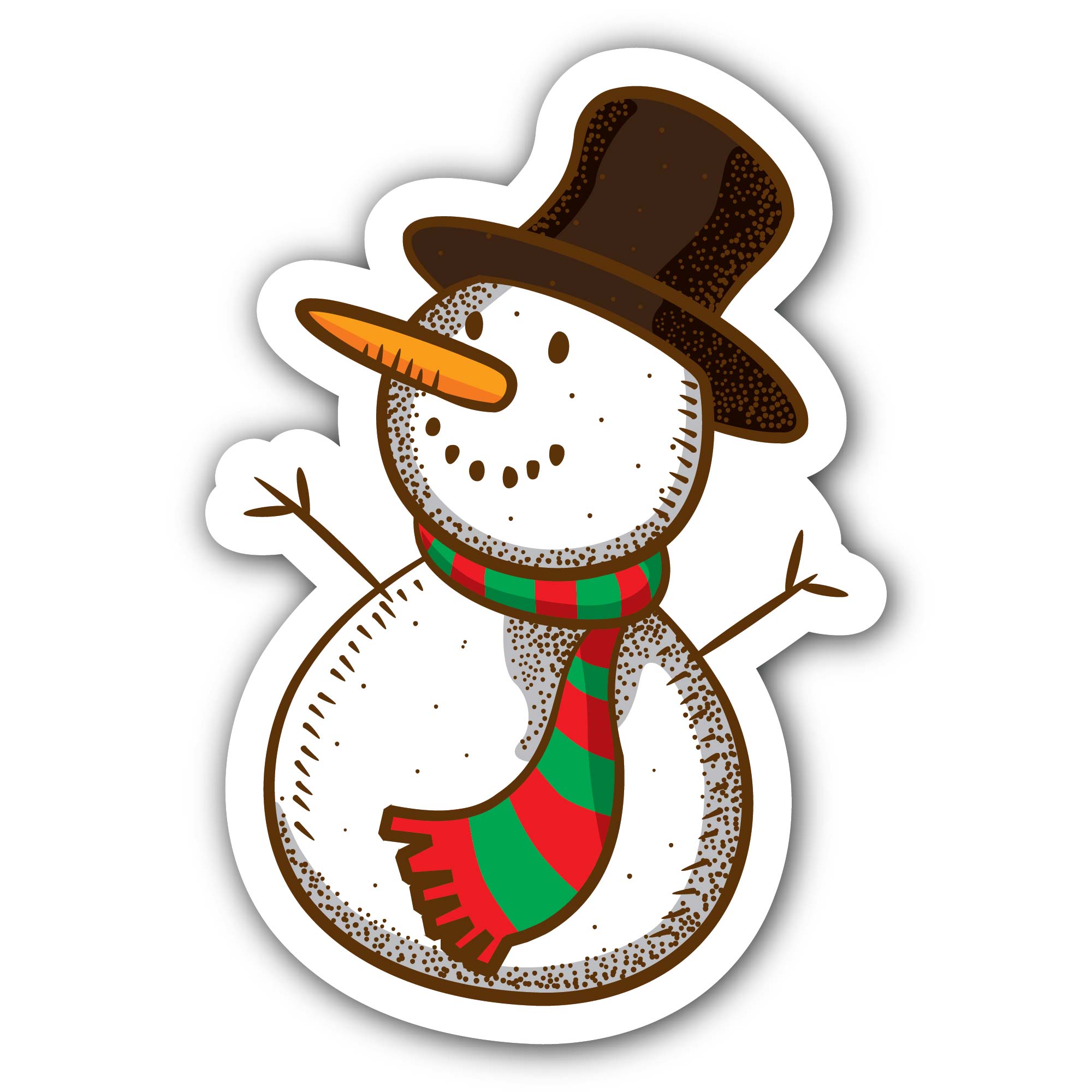 Snowman Sticker, Waterproof Vinyl Decal Sticker Indoor Or Outdoor 2 (Pieces) 3" and 5"