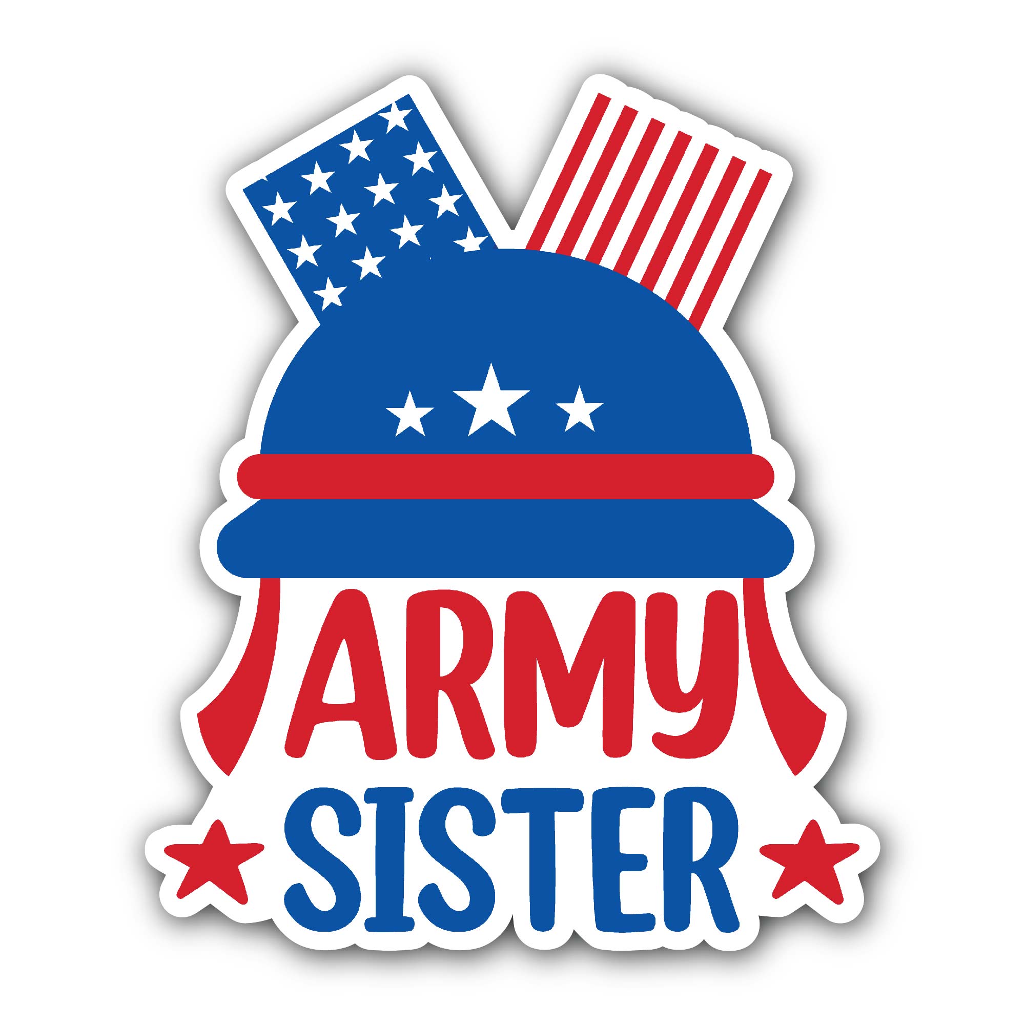 Army Sister Veterans Day Sticker, Waterproof Vinyl Decal Sticker Indoor Or Outdoor 2 (Pieces) 3" and 5"