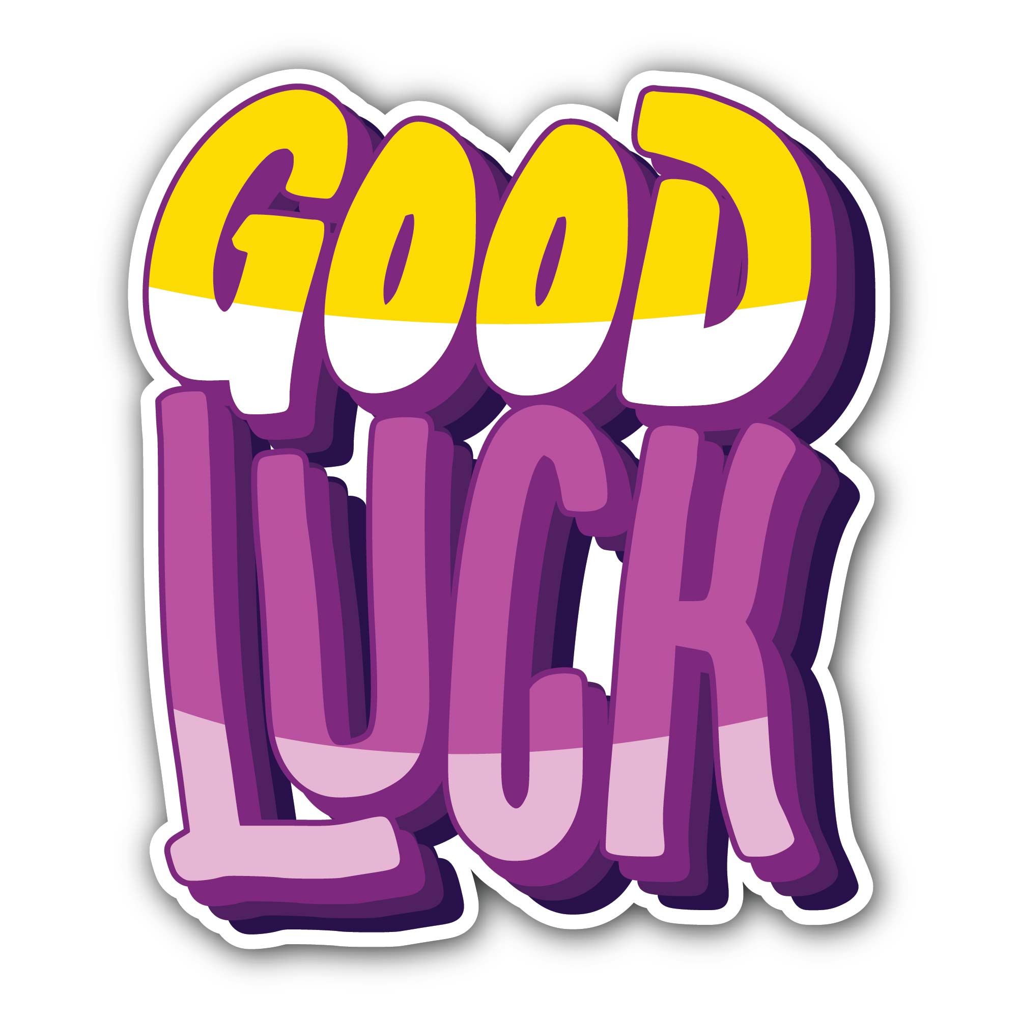 Good Luck Sticker, Waterproof Vinyl Decal Sticker Indoor Or Outdoor 2 (Pieces) 3" and 5"