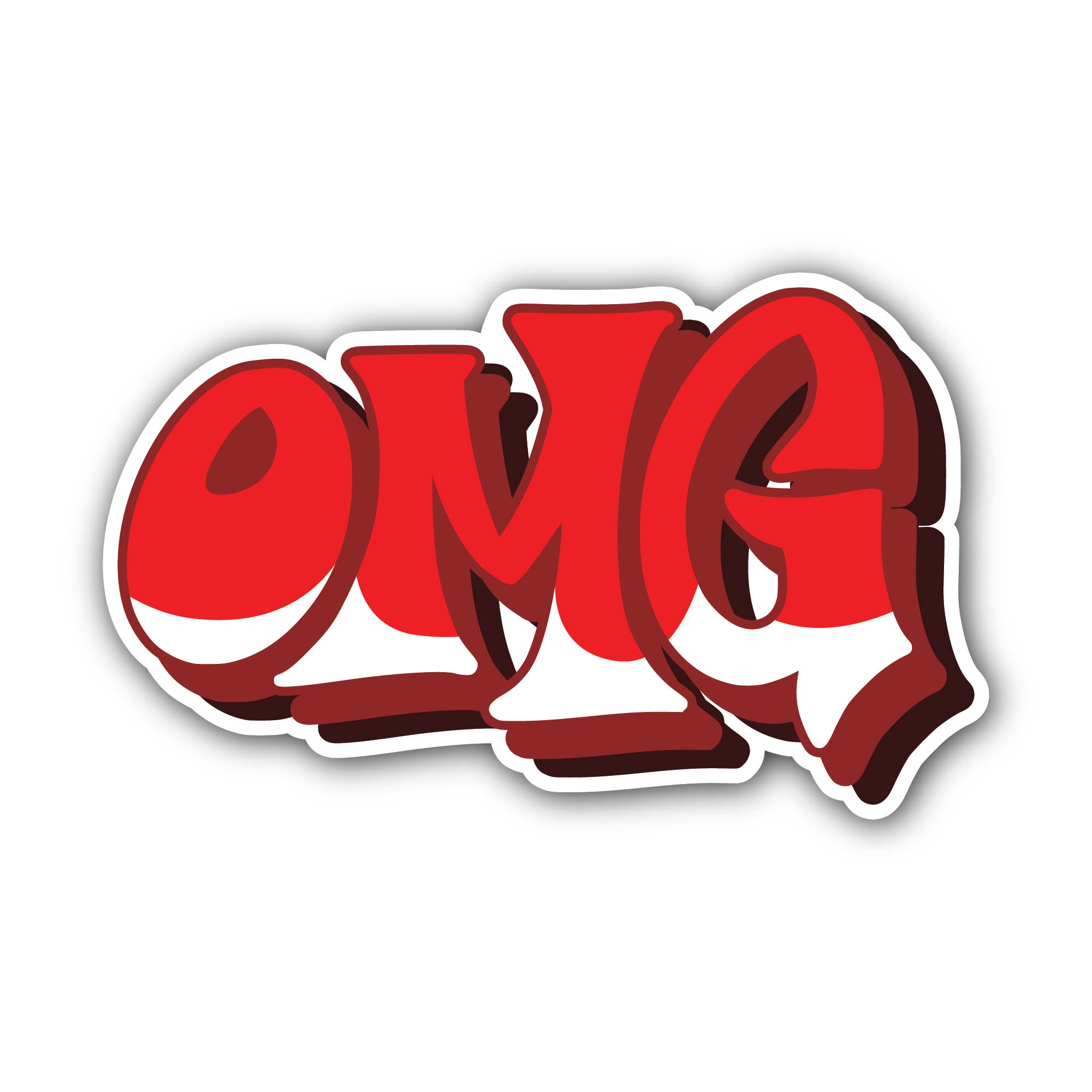 OMG Sticker, Waterproof Vinyl Decal Sticker Indoor Or Outdoor 2 (Pieces) 3" and 5"