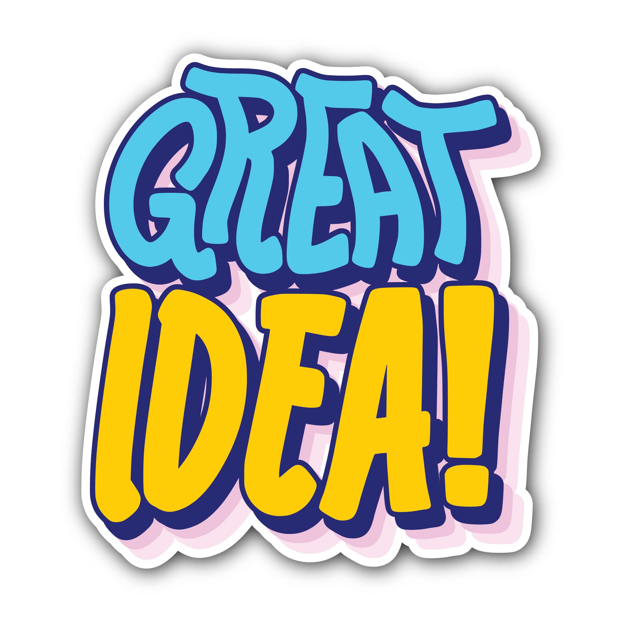 Great Idea Sticker, Waterproof Vinyl Decal Sticker Indoor Or Outdoor 2 (Pieces) 3" and 5"