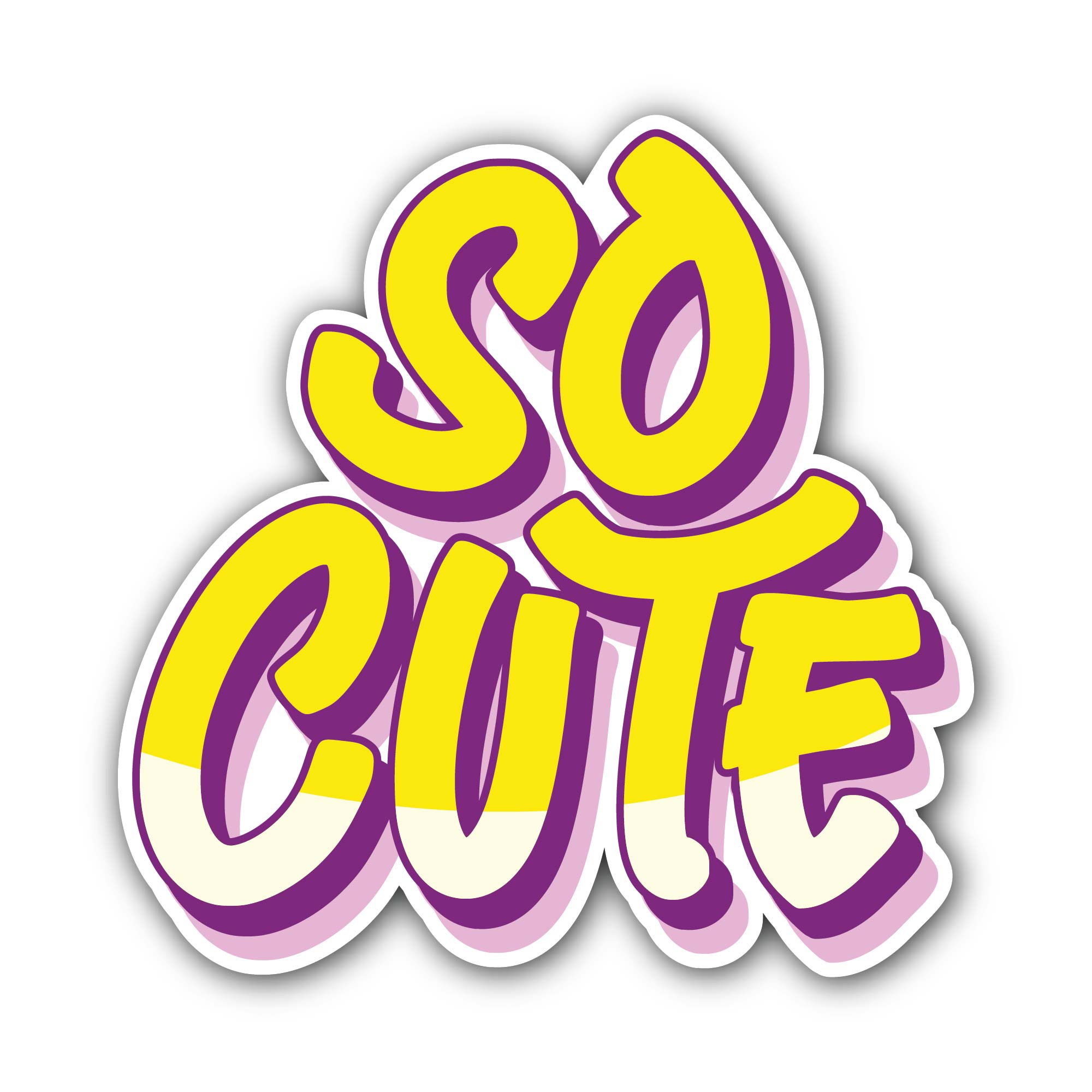So Cute Sticker, Waterproof Vinyl Decal Sticker Indoor Or Outdoor 2 (Pieces) 3" and 5"