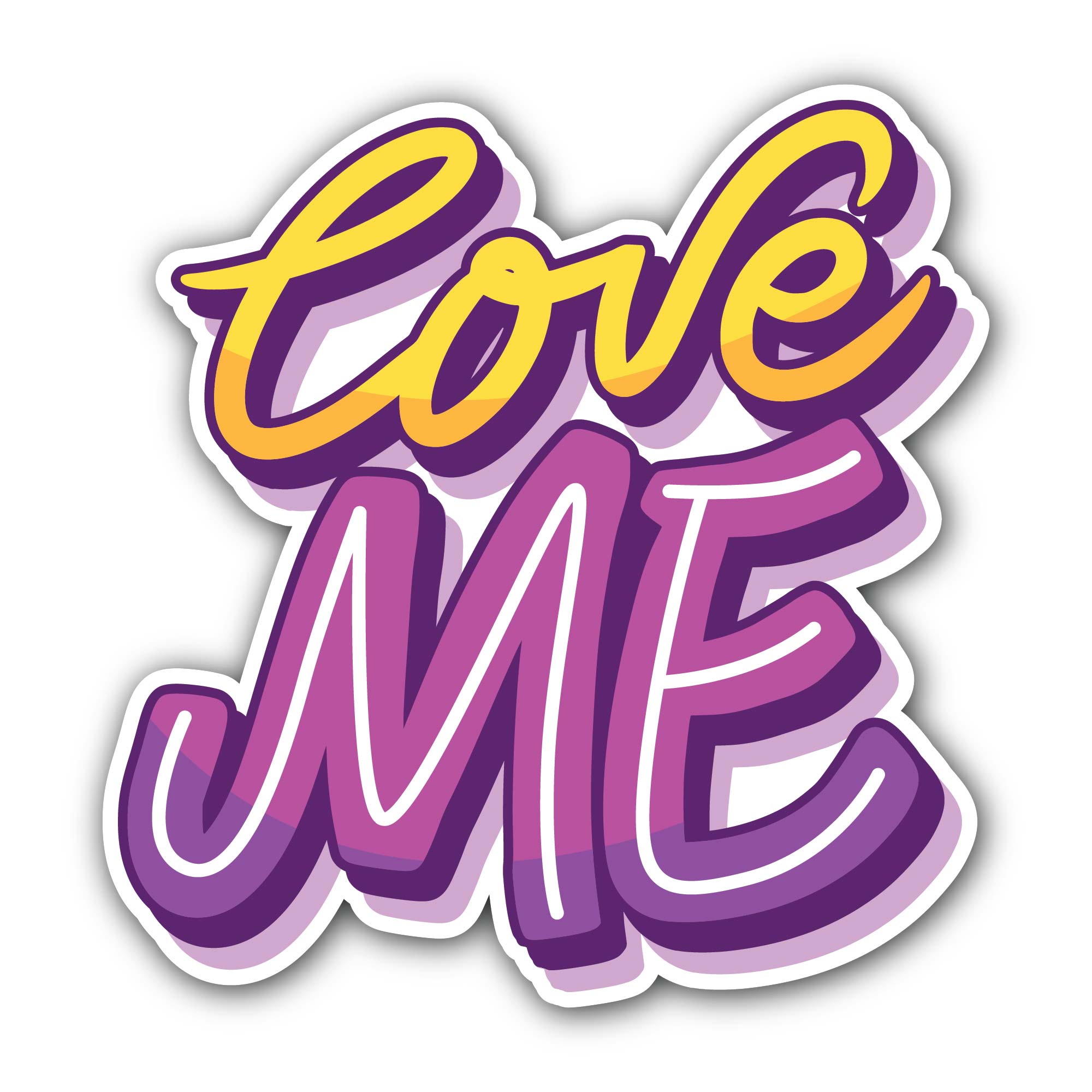 Love Me Text Sticker, Waterproof Vinyl Decal Sticker Indoor Or Outdoor 2 (Pieces) 3" and 5"