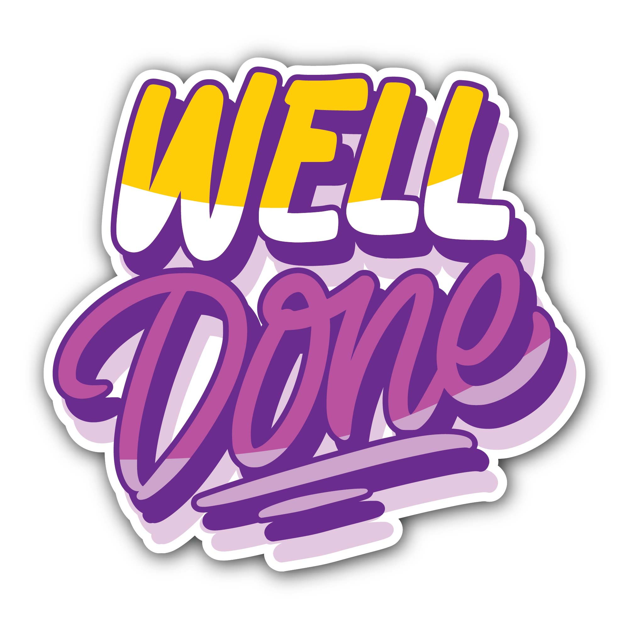 Well Done Text Sticker, Waterproof Vinyl Decal Sticker Indoor Or Outdoor 2 (Pieces) 3" and 5"