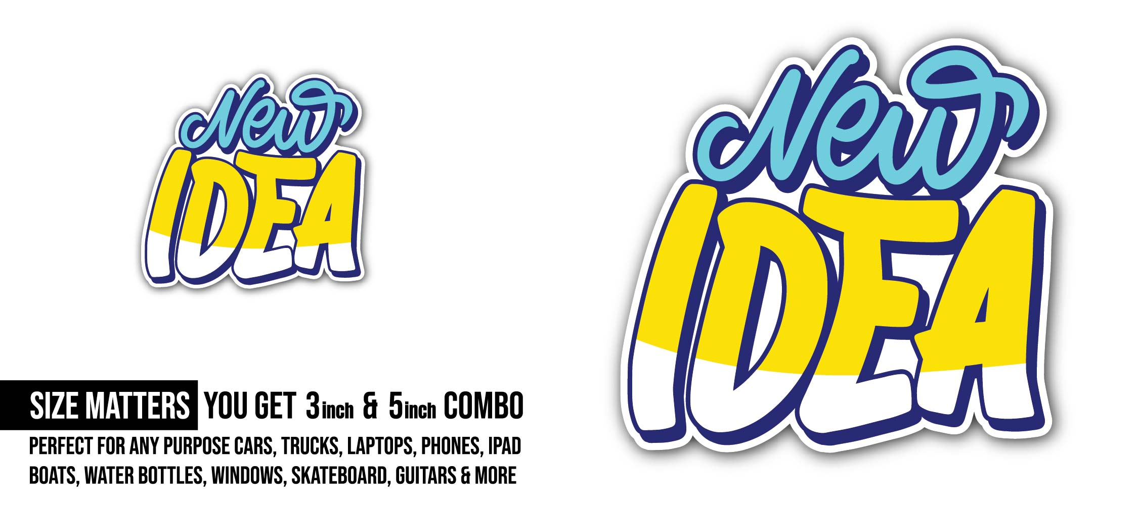 New Idea Text Sticker, Waterproof Vinyl Decal Sticker Indoor Or Outdoor 2 (Pieces) 3" and 5"