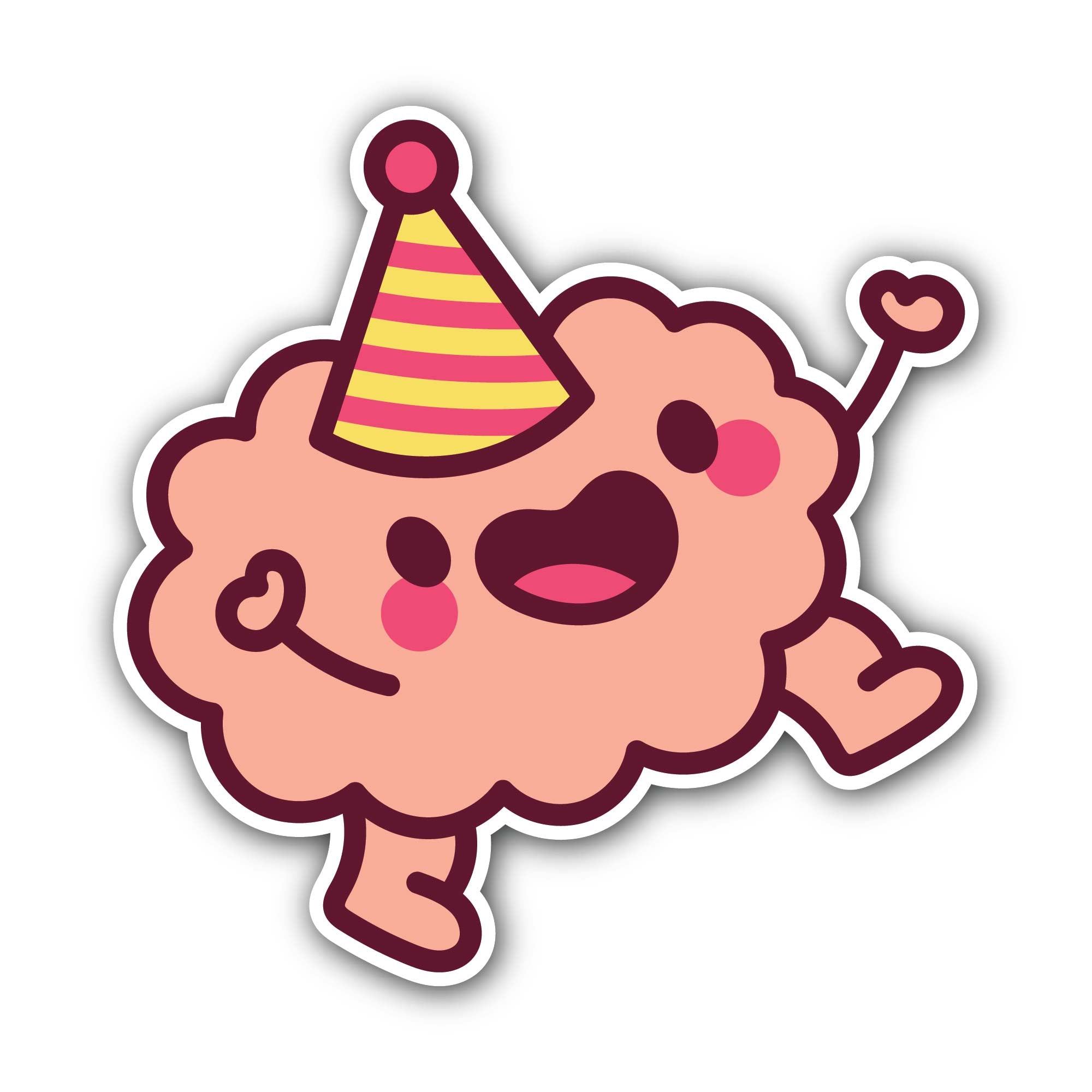 Happy Brain Sticker, Waterproof Vinyl Decal Sticker Indoor Or Outdoor 2 (Pieces) 3" and 5"