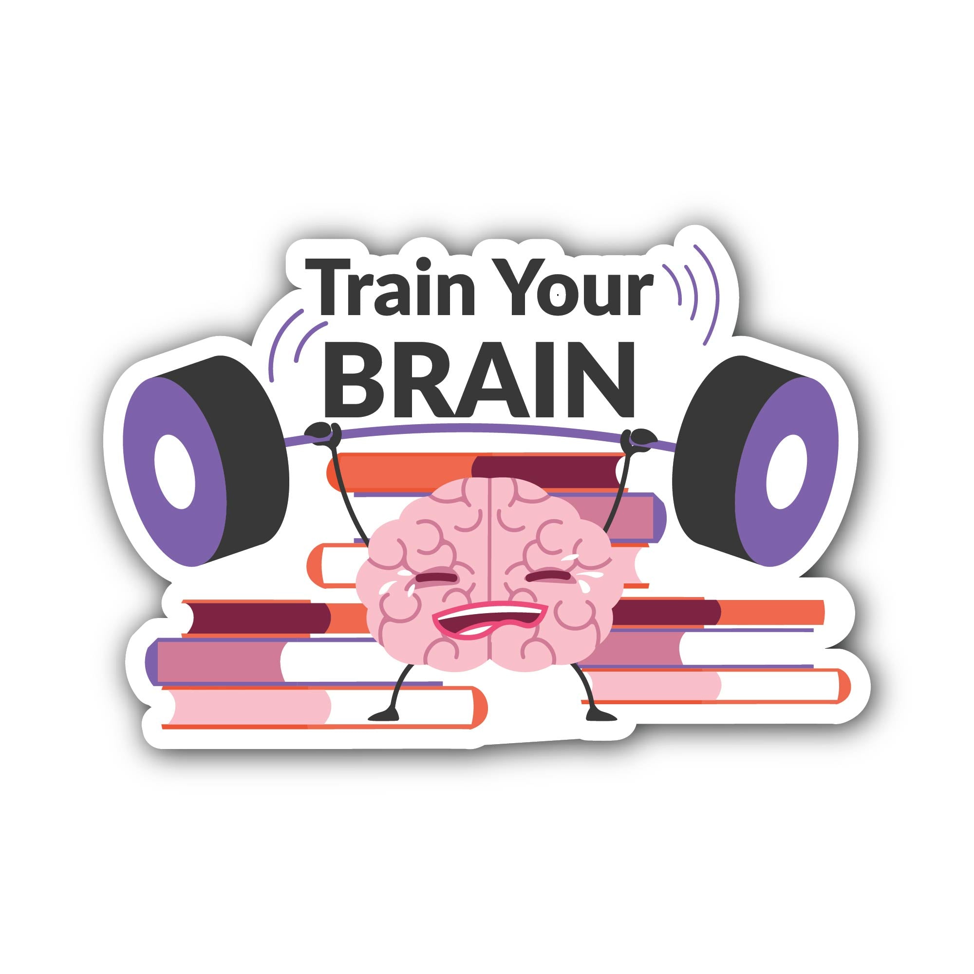 Train your brain Sticker, Waterproof Vinyl Decal Sticker Indoor Or Outdoor 2 (Pieces) 3" and 5"