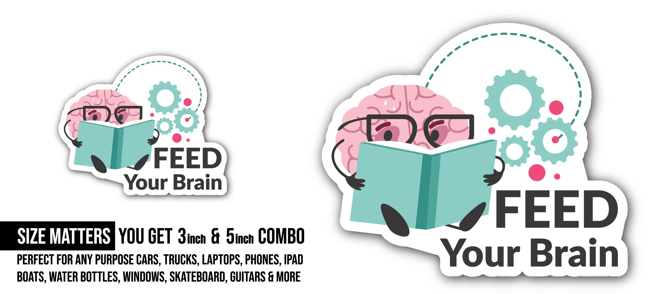 Brainstorming Sticker, Waterproof Vinyl Decal Sticker Indoor Or Outdoor 2 (Pieces) 3" and 5"