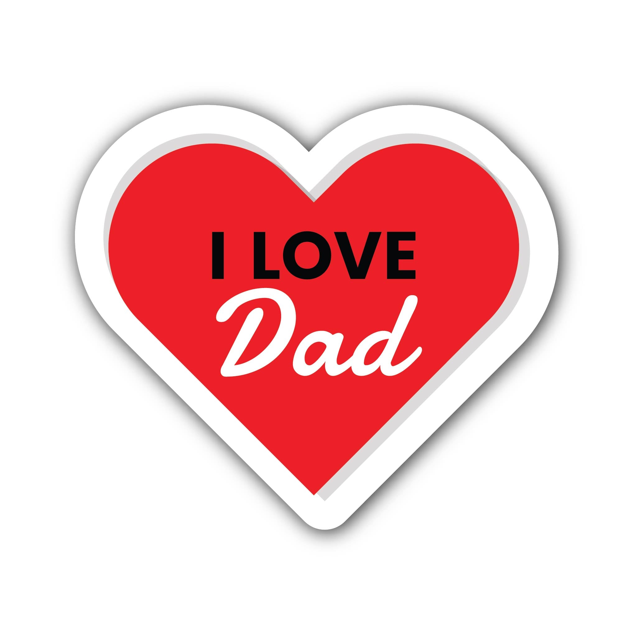 I Love Dad Sticker, Waterproof Vinyl Decal Sticker Indoor Or Outdoor 2 (Pieces) 3" and 5"