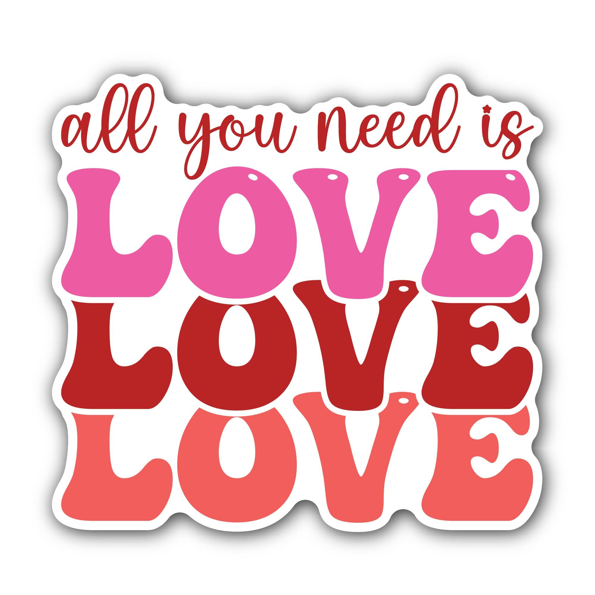 Flowers & Heart with All You Need is Love Sticker, Waterproof Vinyl Decal Sticker Indoor Or Outdoor 2 (Pieces) 3" and 5"