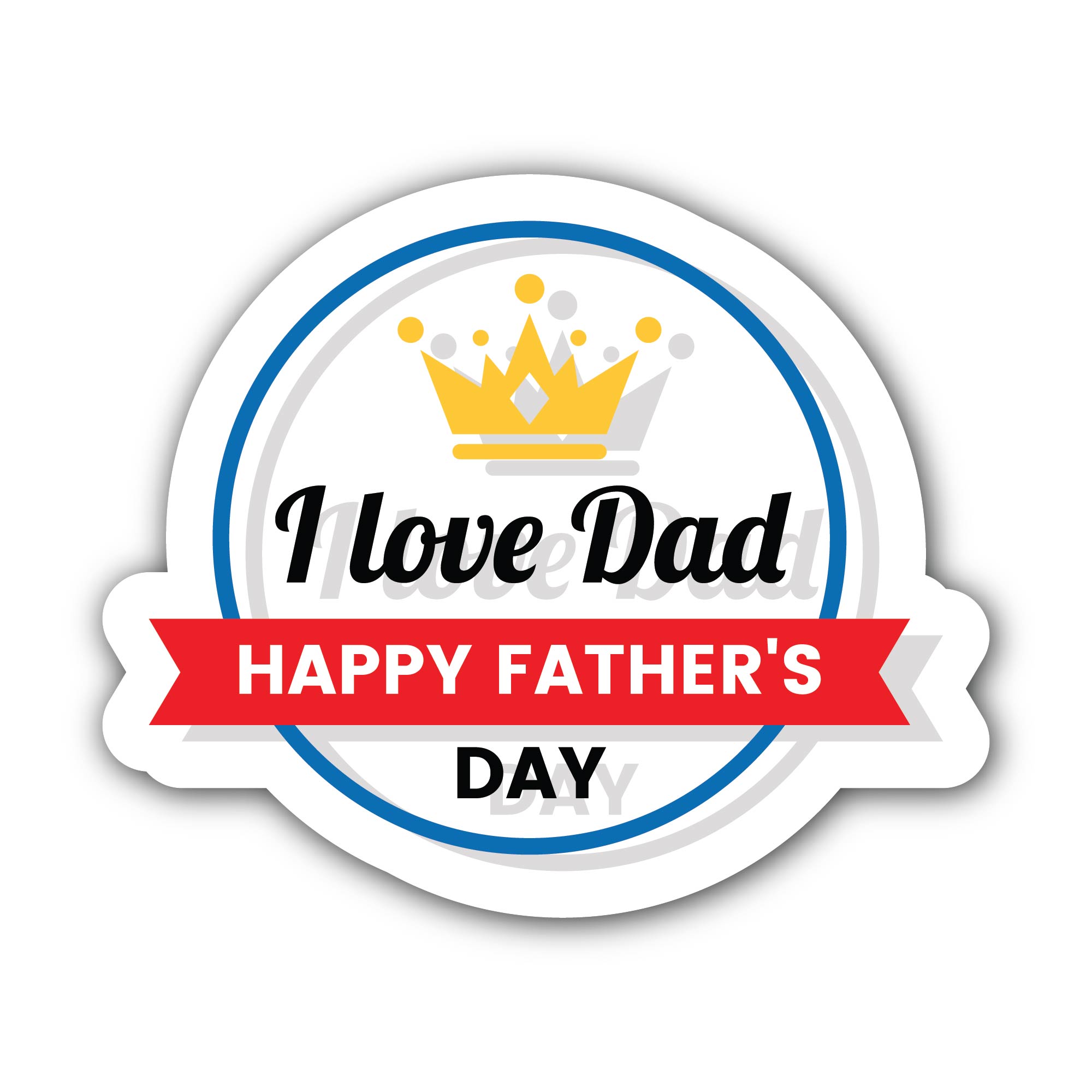 I Love Dad Sticker, Waterproof Vinyl Decal Sticker Indoor Or Outdoor 2 (Pieces) 3" and 5"