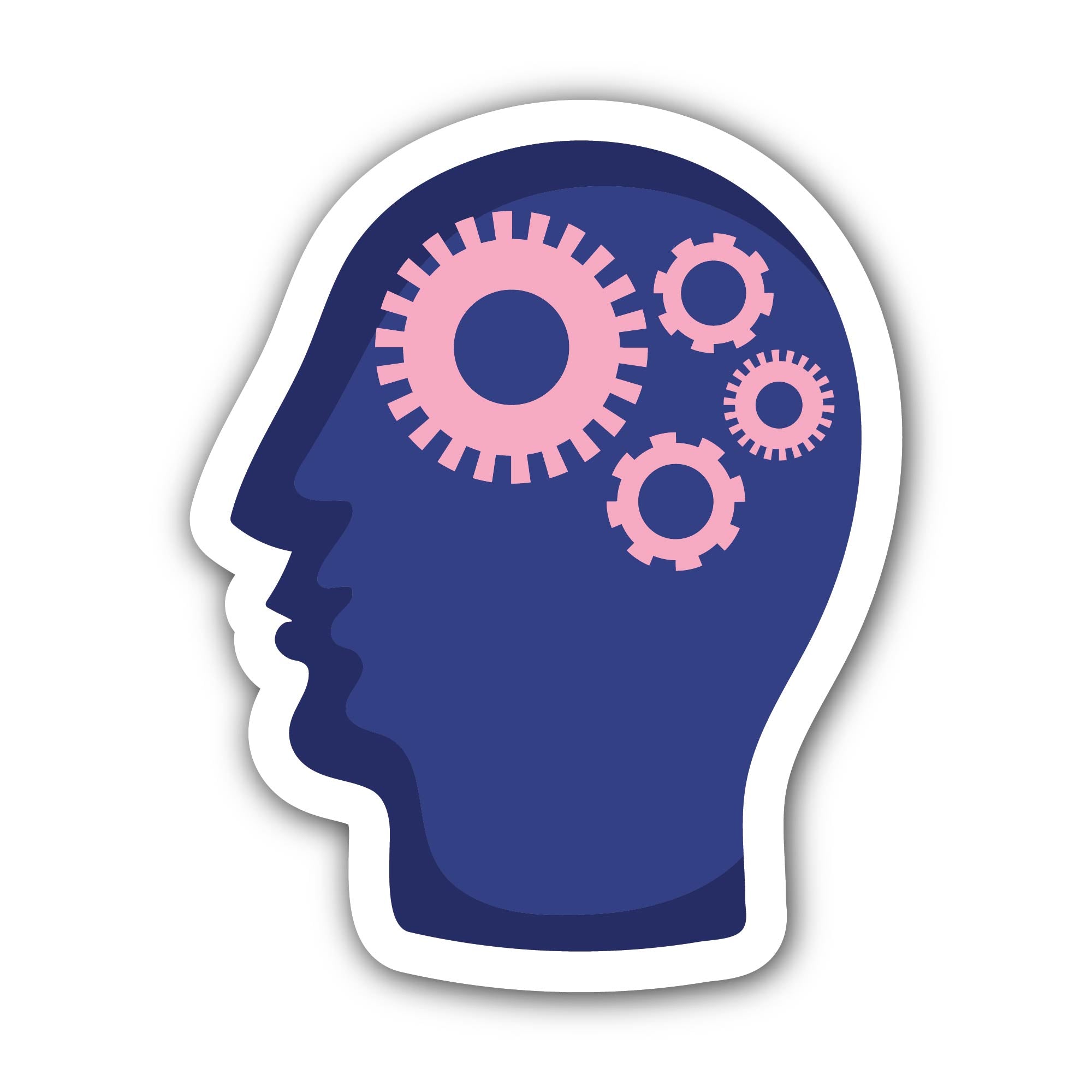 Human head gears tech logo Sticker, Waterproof Vinyl Decal Sticker Indoor Or Outdoor 2 (Pieces) 3" and 5"