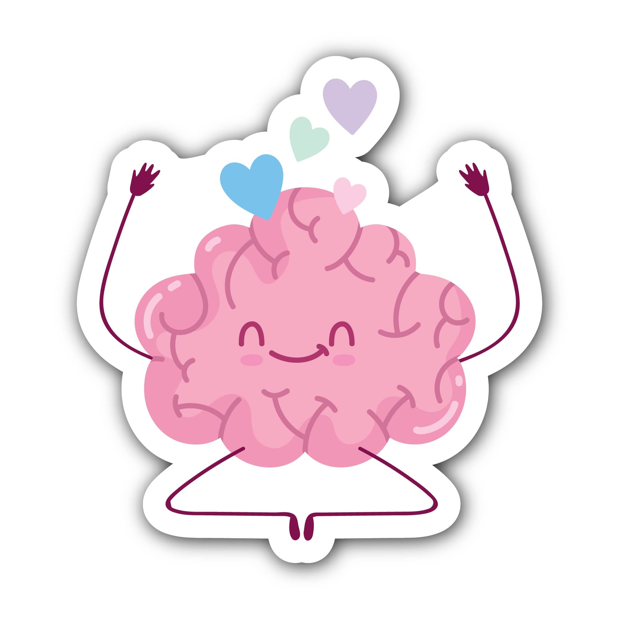 Cute Brain Sticker, Waterproof Vinyl Decal Sticker Indoor Or Outdoor 2 (Pieces) 3" and 5"