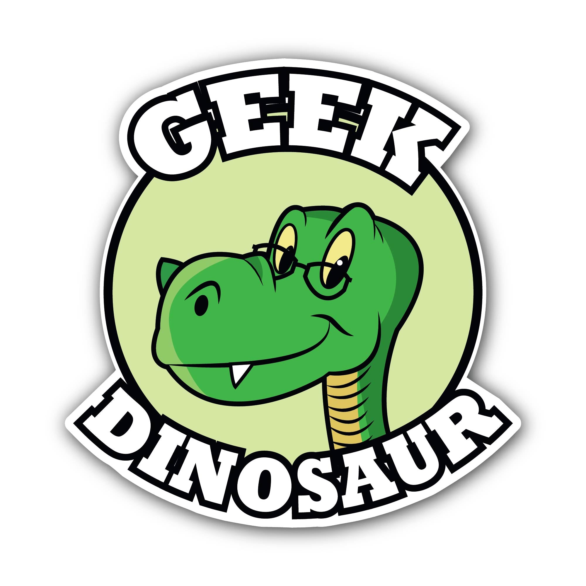 Geek Dinosaur Sticker, Waterproof Vinyl Decal Sticker Indoor Or Outdoor 2 (Pieces) 3" and 5"
