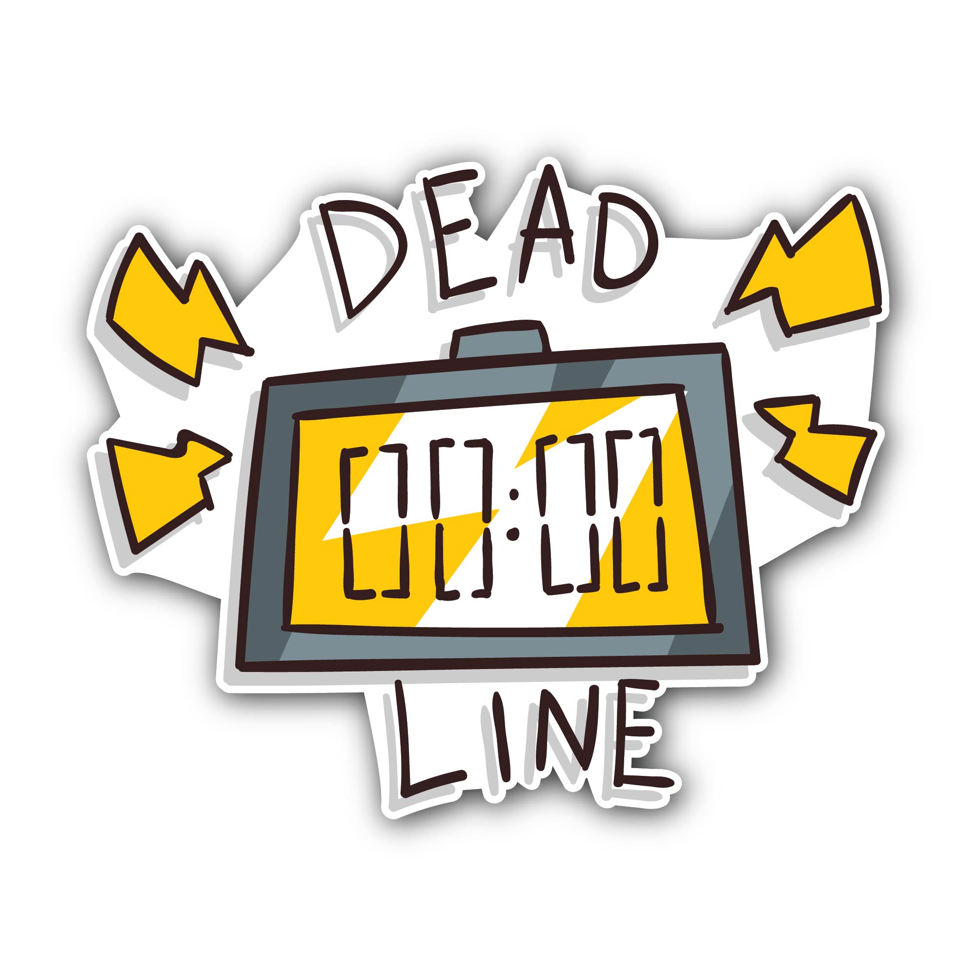 Digital Alarm Clock and Deadline Word Sticker, Waterproof Vinyl Decal Sticker Indoor Or Outdoor 2 (Pieces) 3" and 5"