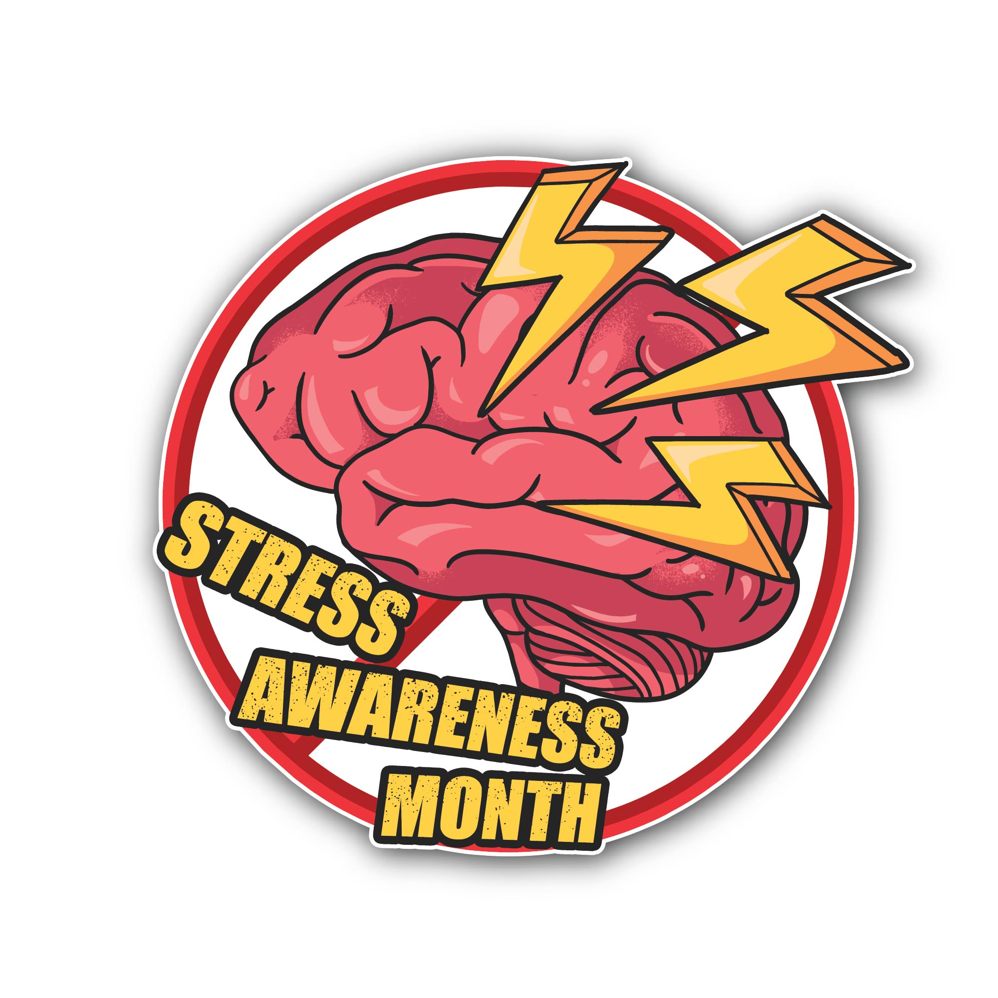 Stress Awareness Month Sticker, Waterproof Vinyl Decal Sticker Indoor Or Outdoor 2 (Pieces) 3" and 5"