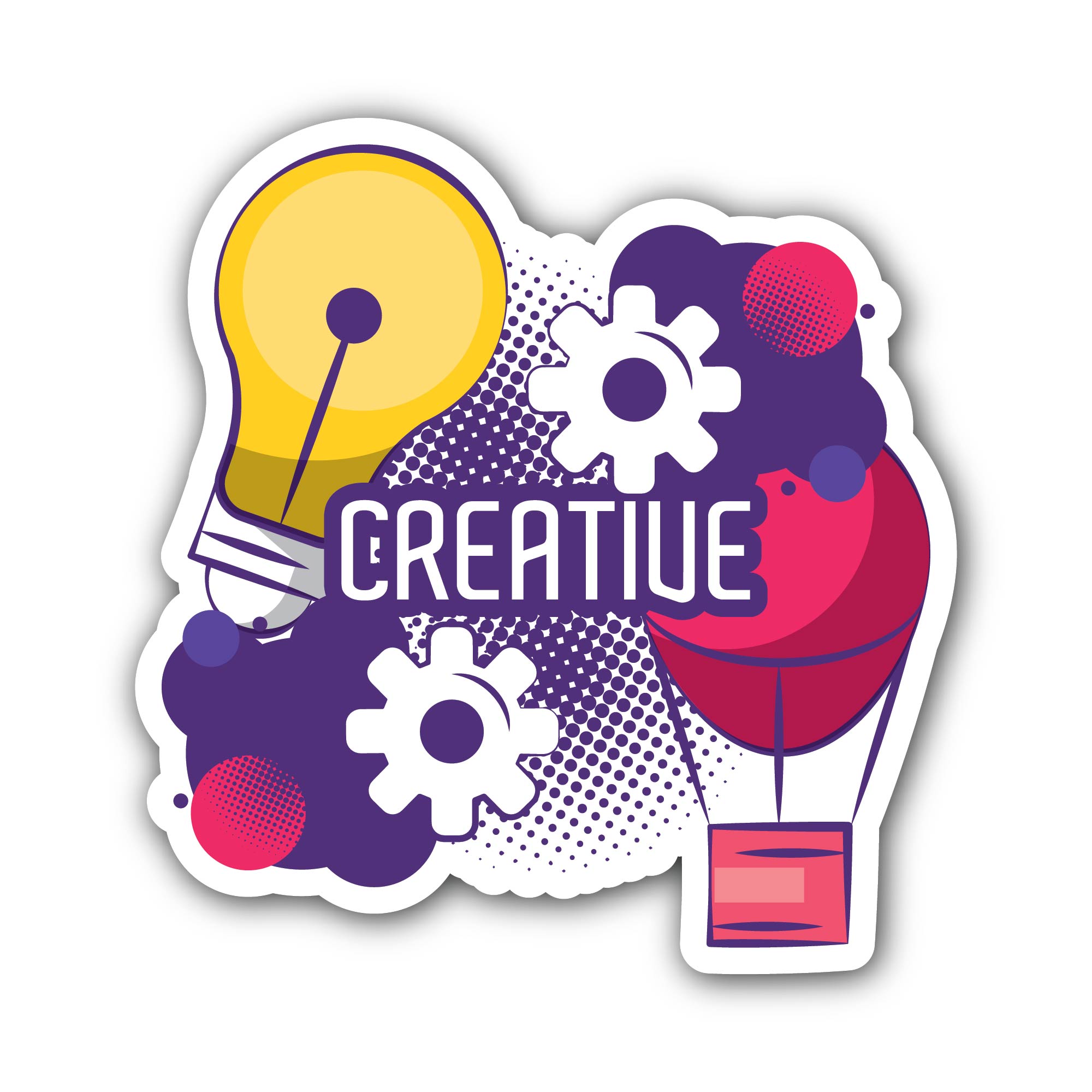 Creative Hot Air Balloon and Bulb with Gears Sticker, Waterproof Vinyl Decal Sticker Indoor Or Outdoor 2 (Pieces) 3" and 5"