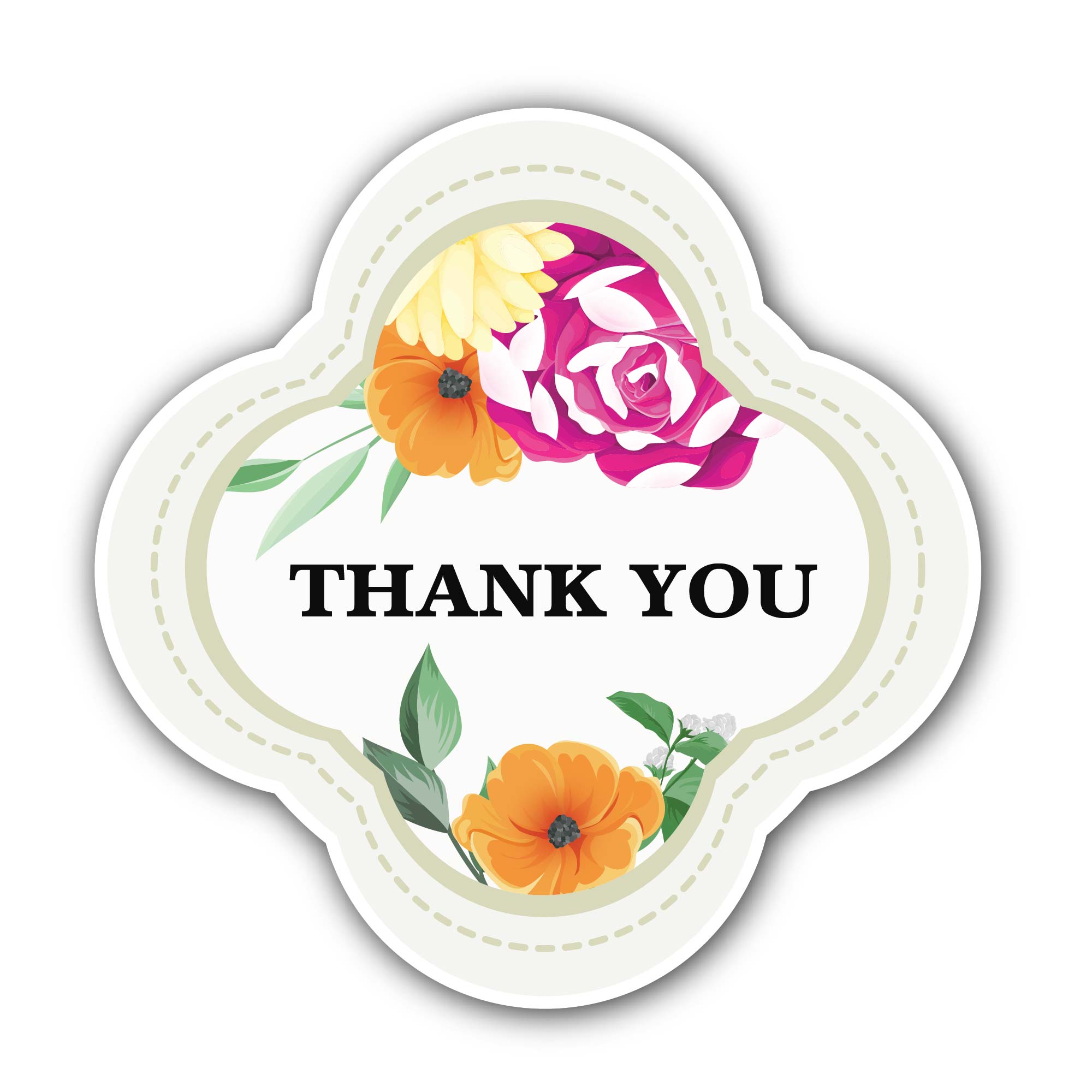 Thank You Sticker, Waterproof Vinyl Decal Sticker Indoor Or Outdoor 2 (Pieces) 3" and 5"
