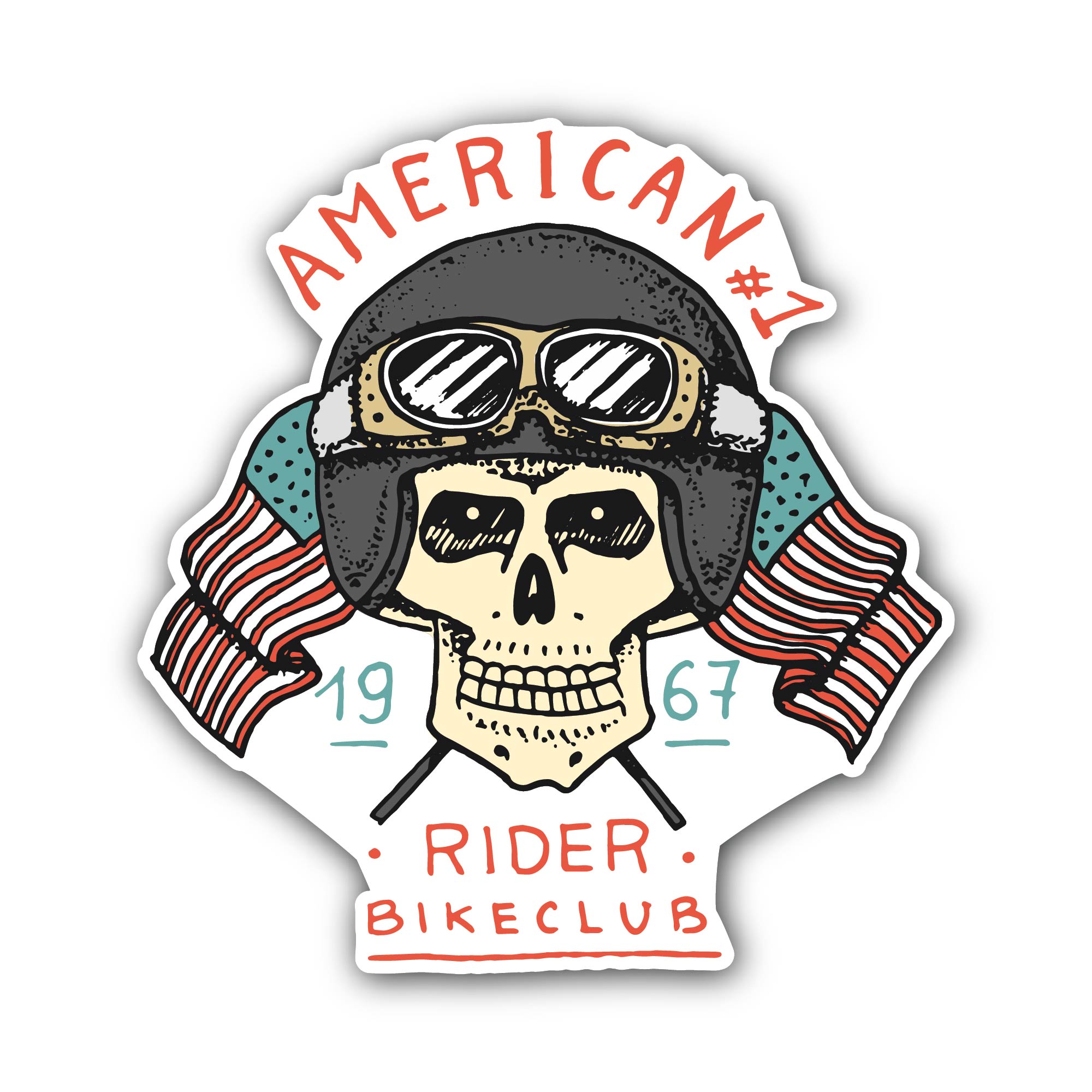 American Rider Bike club Sticker, Waterproof Vinyl Decal Sticker Indoor Or Outdoor 2 (Pieces) 3" and 5"