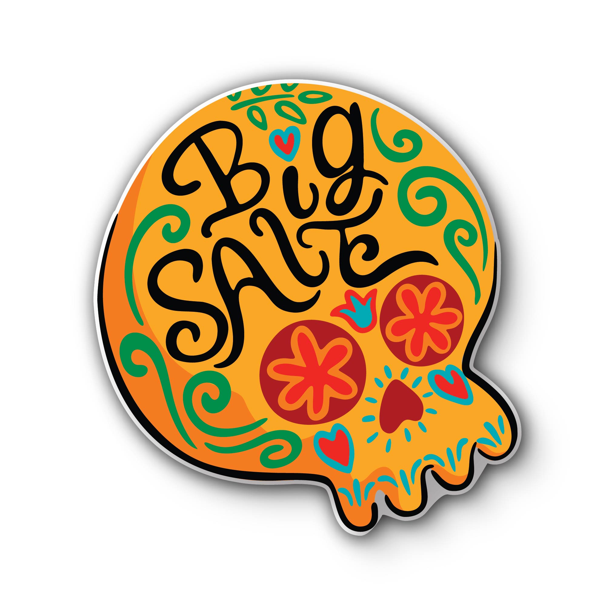 Sugar Skull Sticker, Waterproof Vinyl Decal Sticker Indoor Or Outdoor 2 (Pieces) 3" and 5"