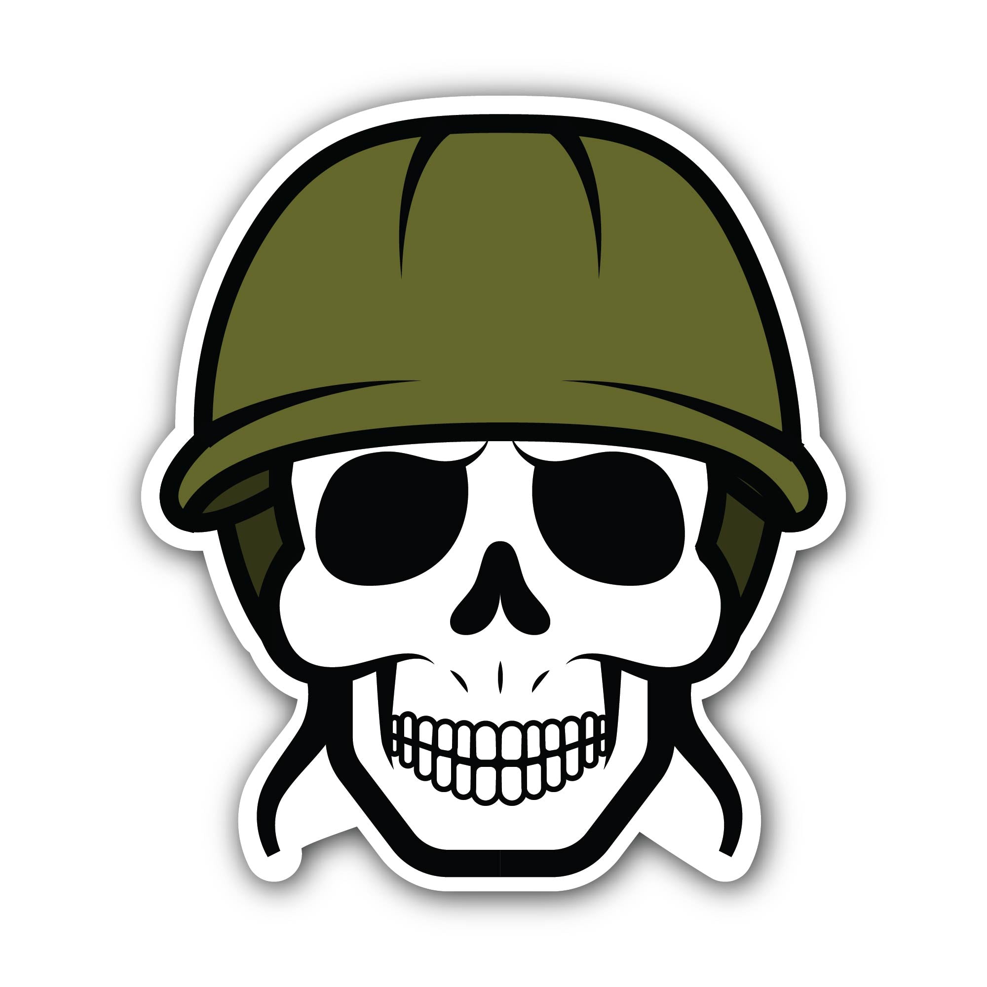 Skull military soldier Sticker, Waterproof Vinyl Decal Sticker Indoor Or Outdoor 2 (Pieces) 3" and 5"