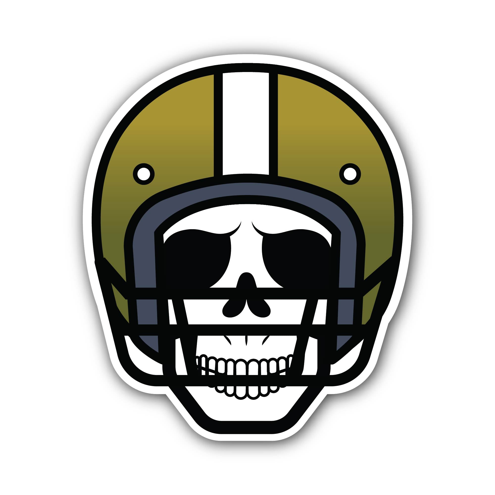 Skull Green Helmet Symbol Sticker, Waterproof Vinyl Decal Sticker Indoor Or Outdoor 2 (Pieces) 3" and 5"