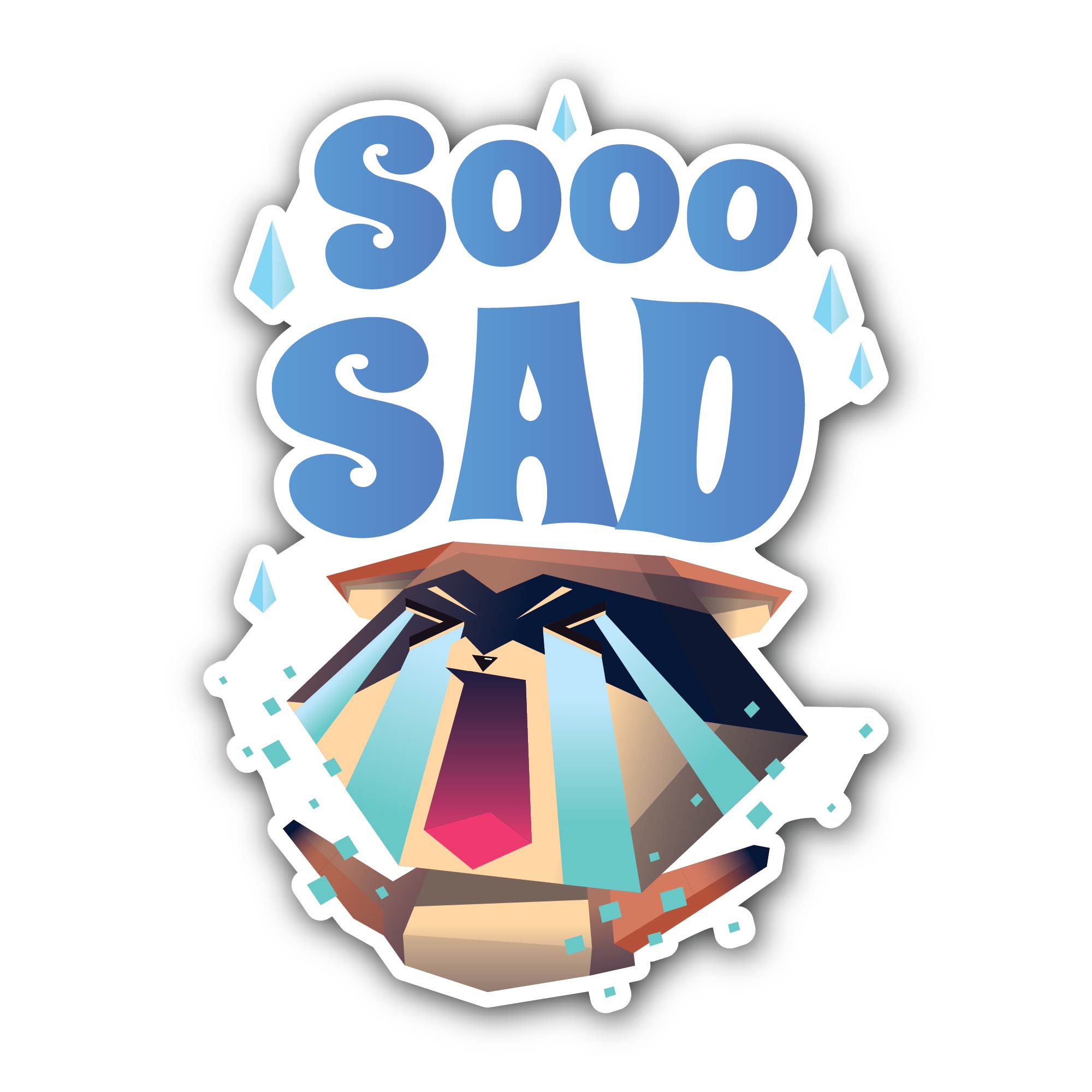 Soo Sad Sticker, Waterproof Vinyl Decal Sticker Indoor Or Outdoor 2 (Pieces) 3" and 5"
