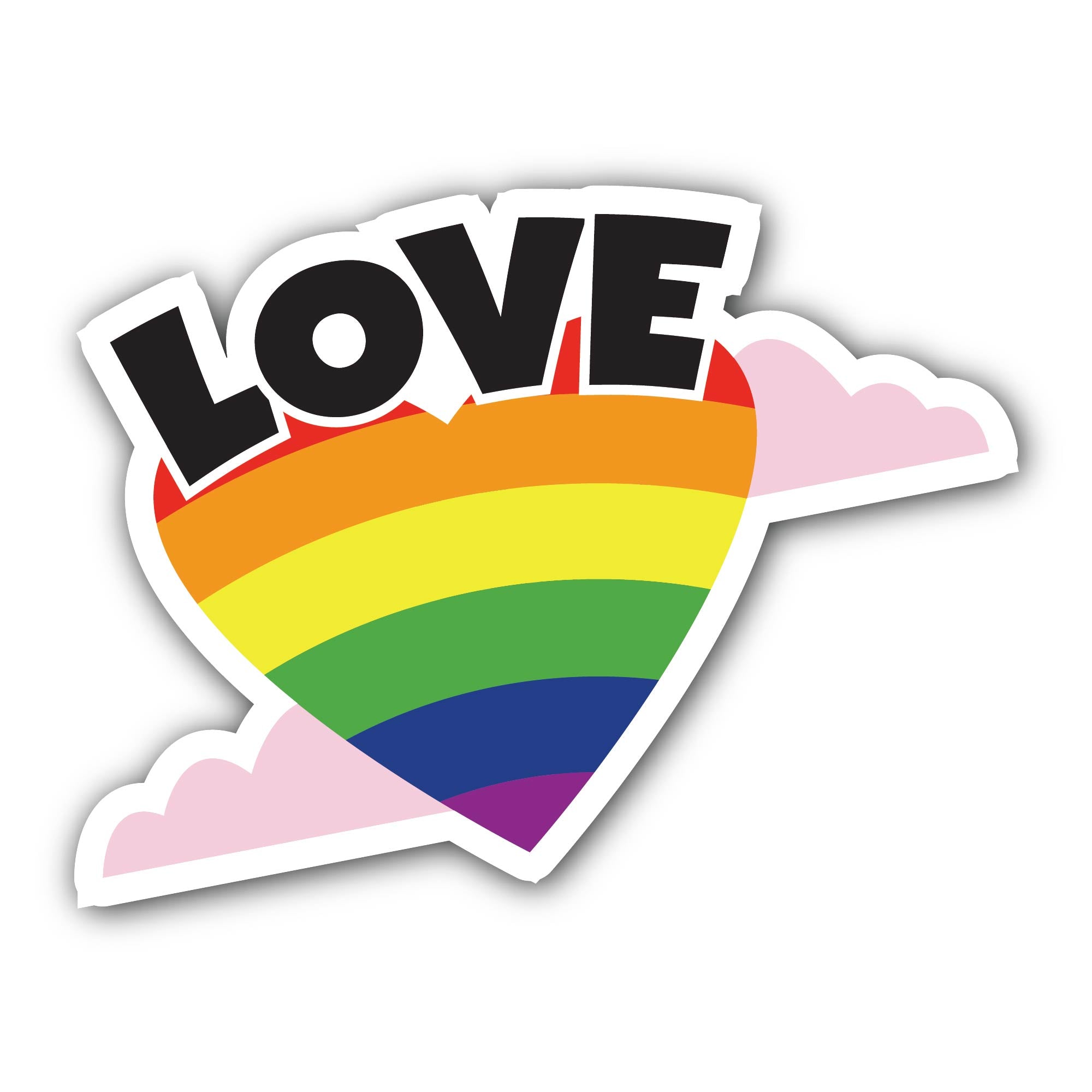Love rainbow heart Sticker, Waterproof Vinyl Decal Sticker Indoor Or Outdoor 2 (Pieces) 3" and 5"