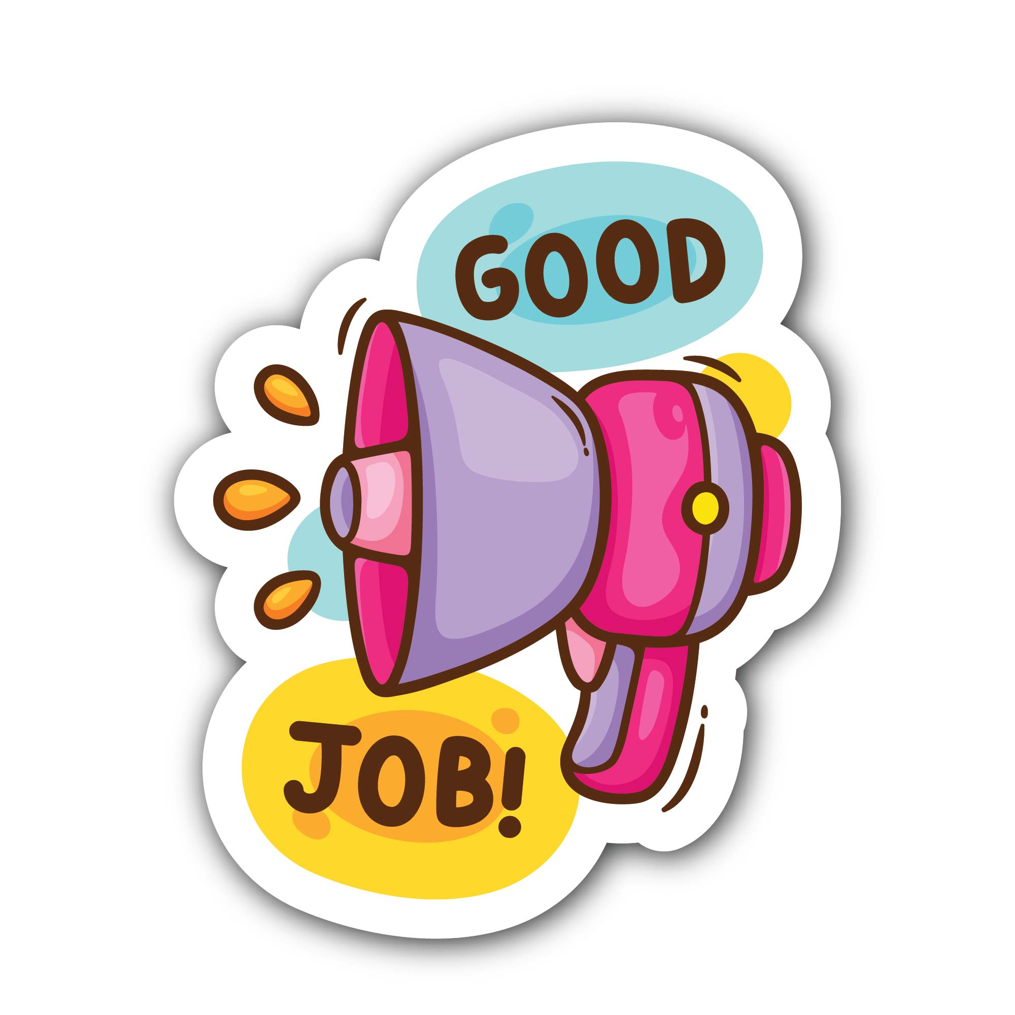 Good Job Megaphone Sticker, Waterproof Vinyl Decal Sticker Indoor Or Outdoor 2 (Pieces) 3" and 5"