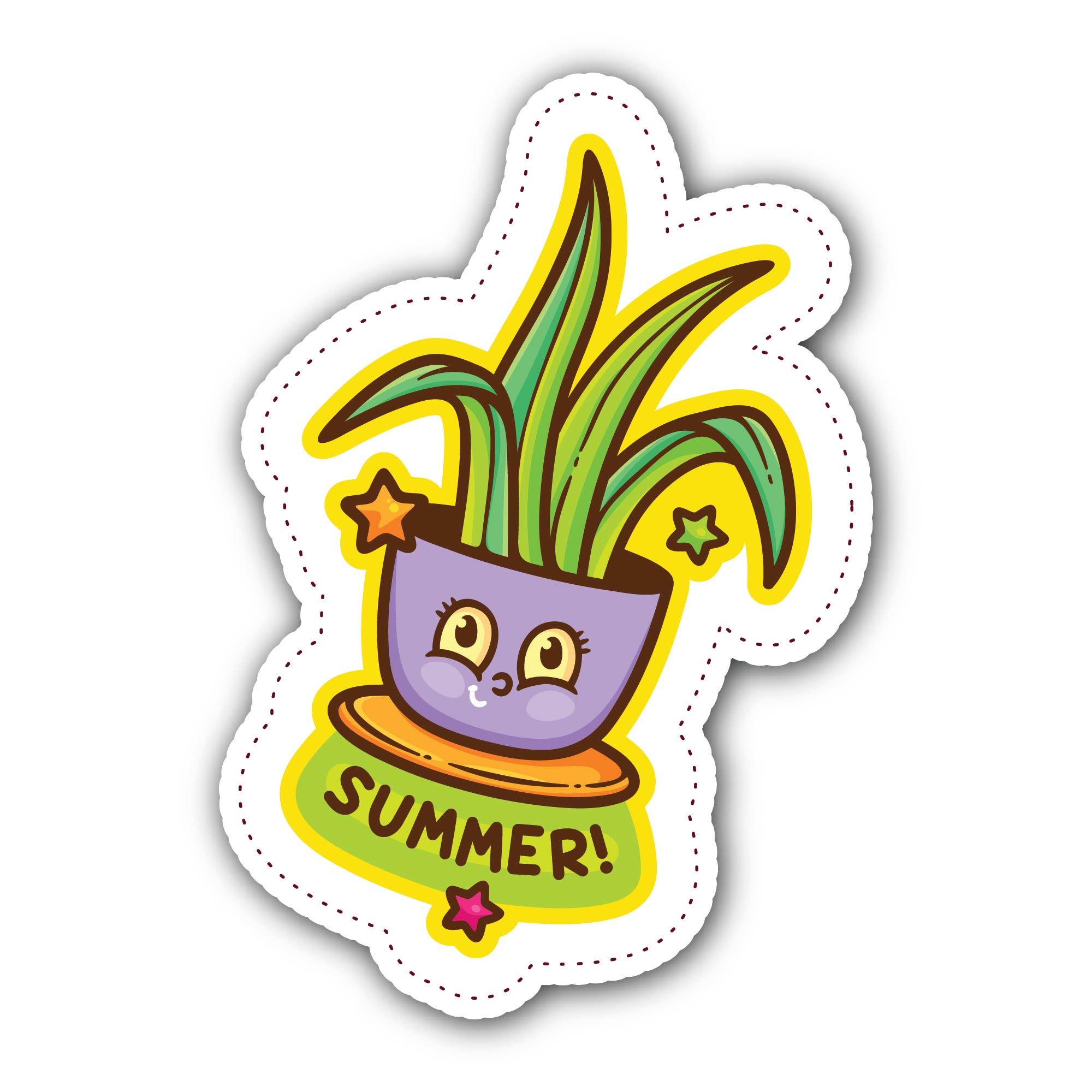 Cute Plant Sticker, Waterproof Vinyl Decal Sticker Indoor Or Outdoor 2 (Pieces) 3" and 5"