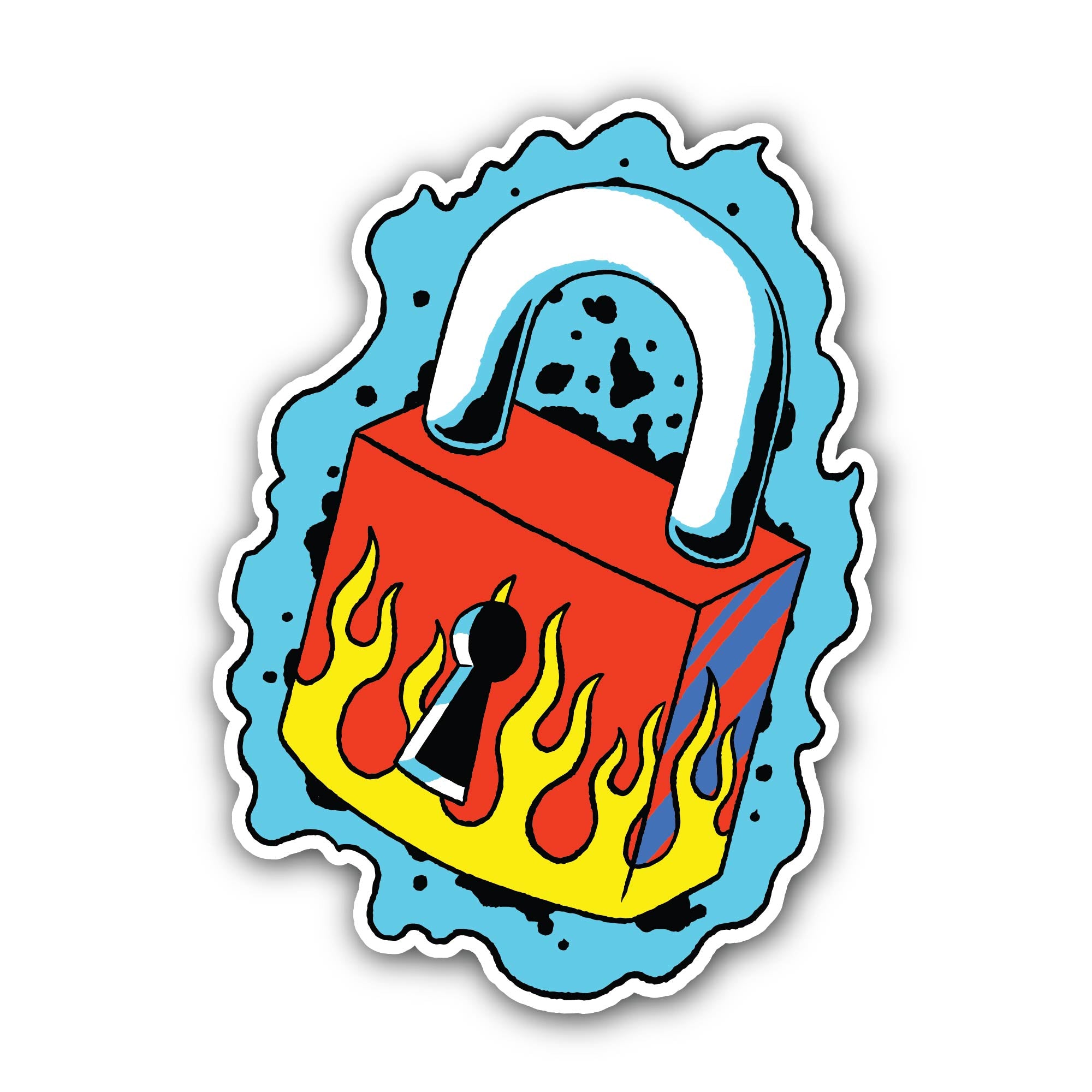 Fire neon padlock Sticker, Waterproof Vinyl Decal Sticker Indoor Or Outdoor 2 (Pieces) 3" and 5"